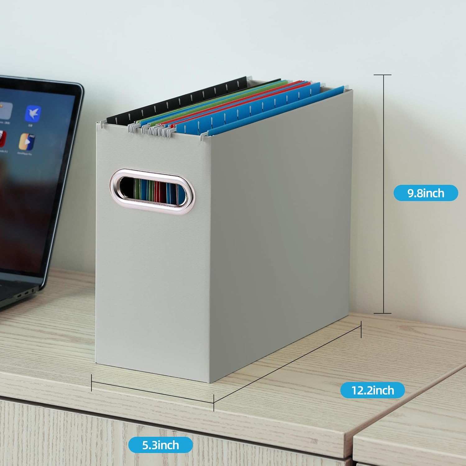 Oterri Organizador de archivos, caja de almacenamiento pequeña, organizador de carpetas de archivos de cartón, caja de archivos plegable,