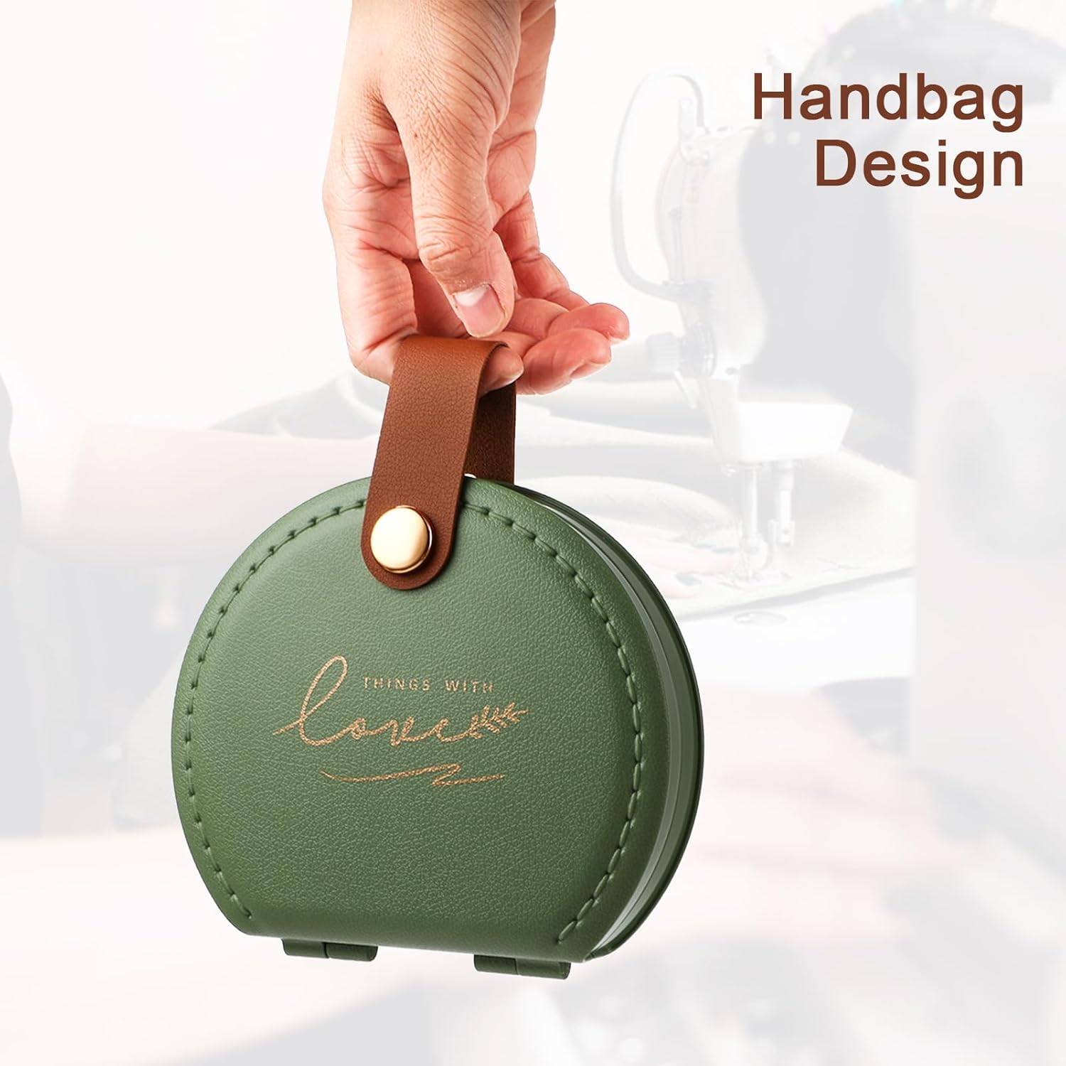 Amaxiu Mini kits de costura de viaje, juego de reparación de costura portátil de lujo con estuche organizador de cuero plegable, apto para