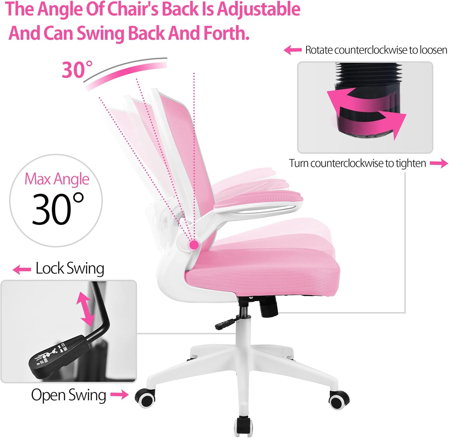 FelixKing Silla de oficina, silla de escritorio ergonómica con altura ajustable y soporte lumbar, sillas giratorias, silla de computadora de