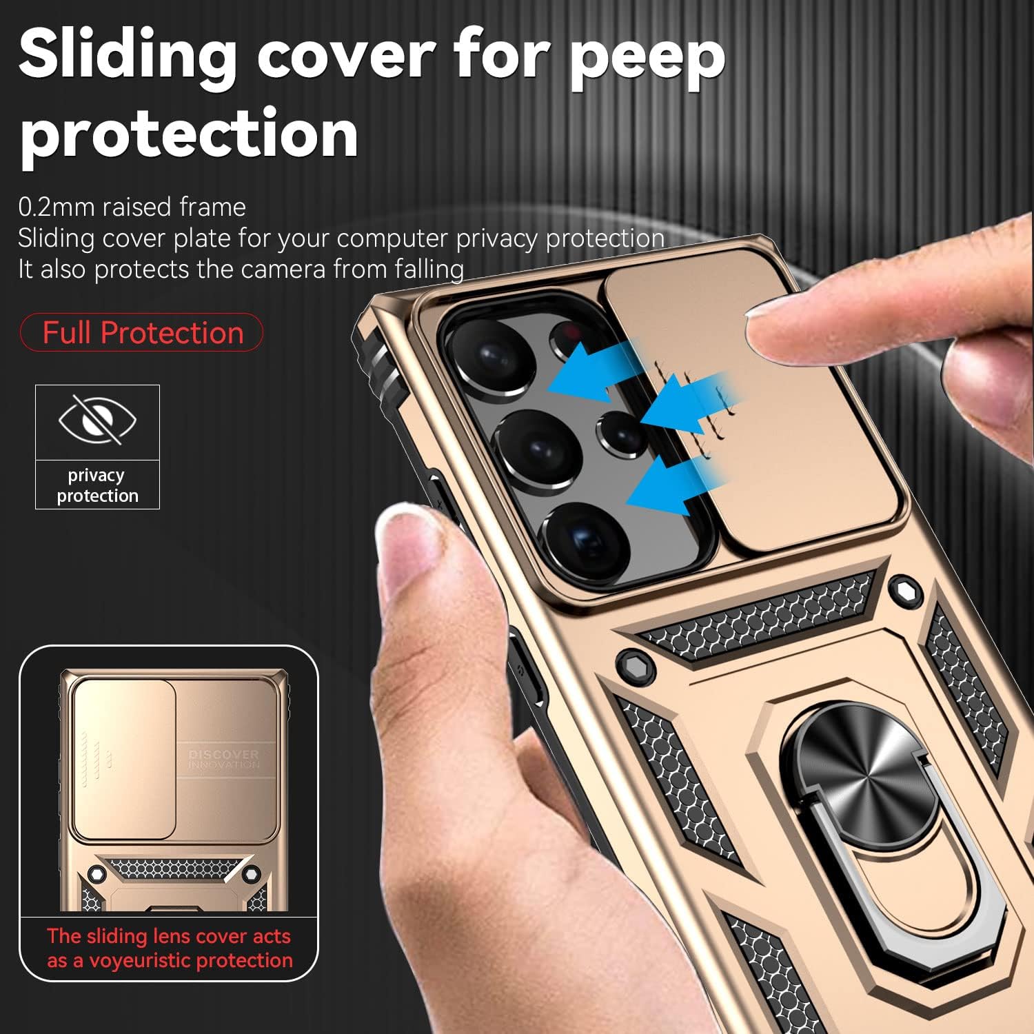 Funda para cámara Samsung Galaxy S23 Ultra, grado militar, a prueba de golpes, con anillo giratorio magnético, funda protectora para Galaxy S23
