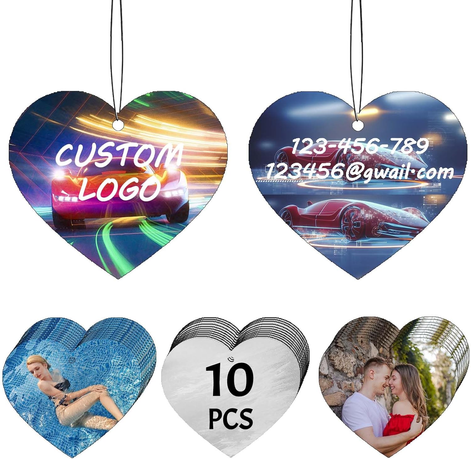 Ambientadores de aire personalizados con logotipo personalizado para automóvil, a granel, ambientadores personalizados de doble cara con logotipo de