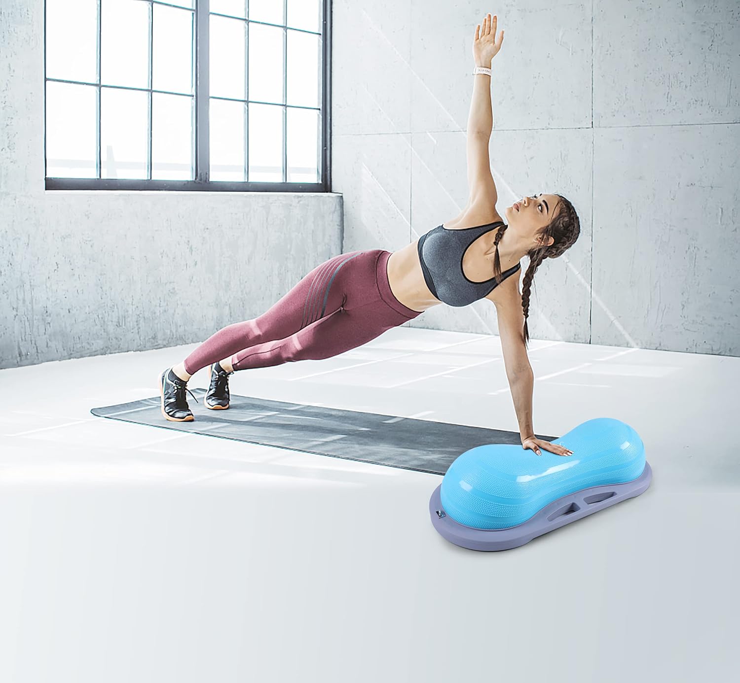 Nice C Balance Ball Balance Trainer, Half Ball con banda resistente, ejercicio de fuerza fitness, yoga con bomba de pie.