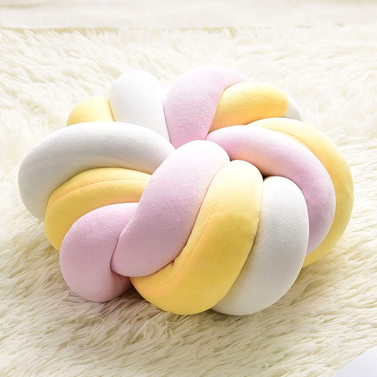 Almohada corta de felpa, almohada redonda con nudo creativo, cojín de flores, almohada lumbar para el hogar, decoración del hogar, cama, sofá,