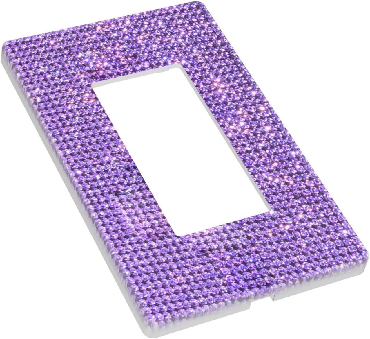 Cubierta de interruptor de luz con diamantes de imitación morados, 1 banda, salida de balancín individual, placas de pared brillantes con purpurina,