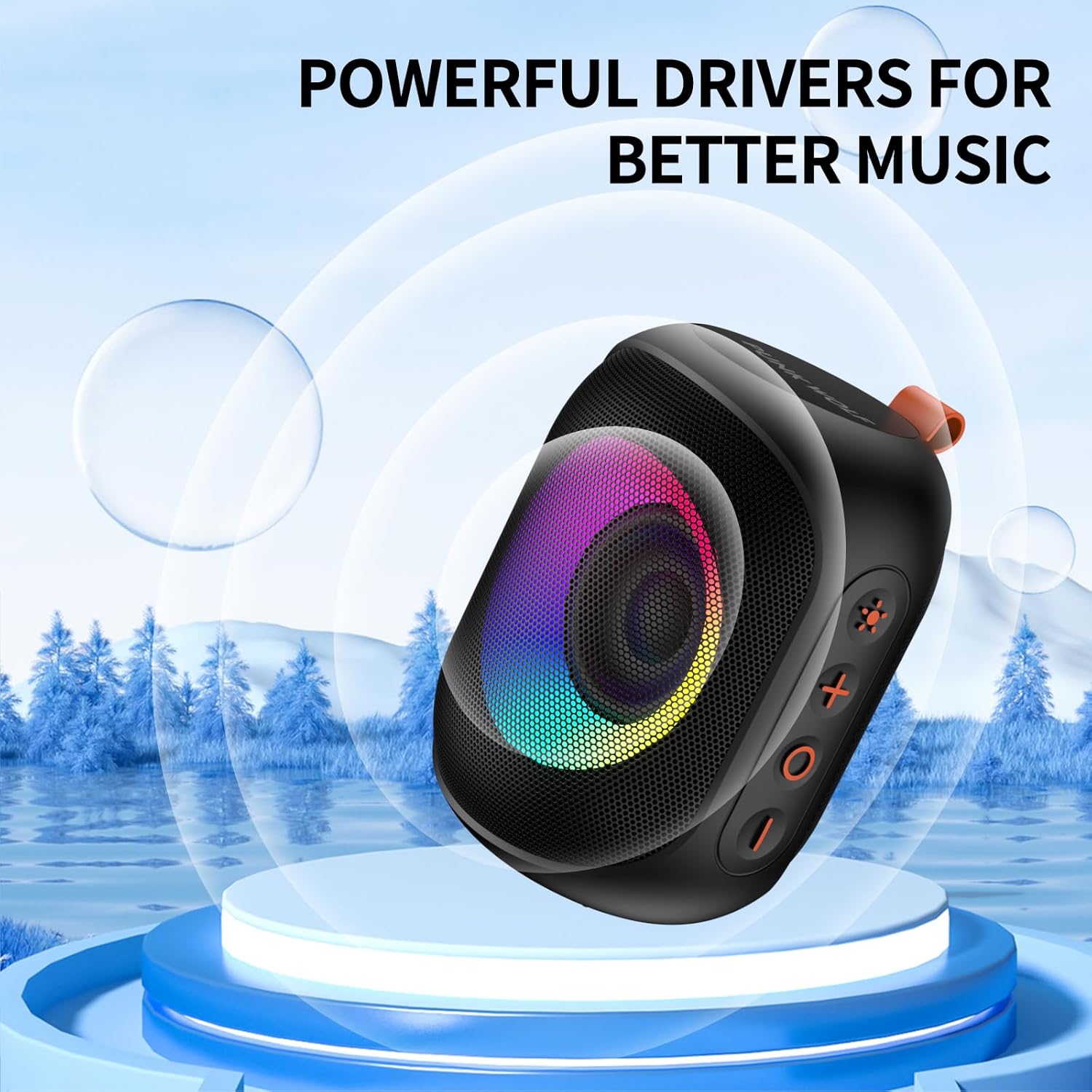Altavoces Bluetooth, altavoz inalámbrico Bluetooth portátil con Lihgts RGB, IPX7 impermeable, pequeño compacto, doble emparejamiento para el hogar,