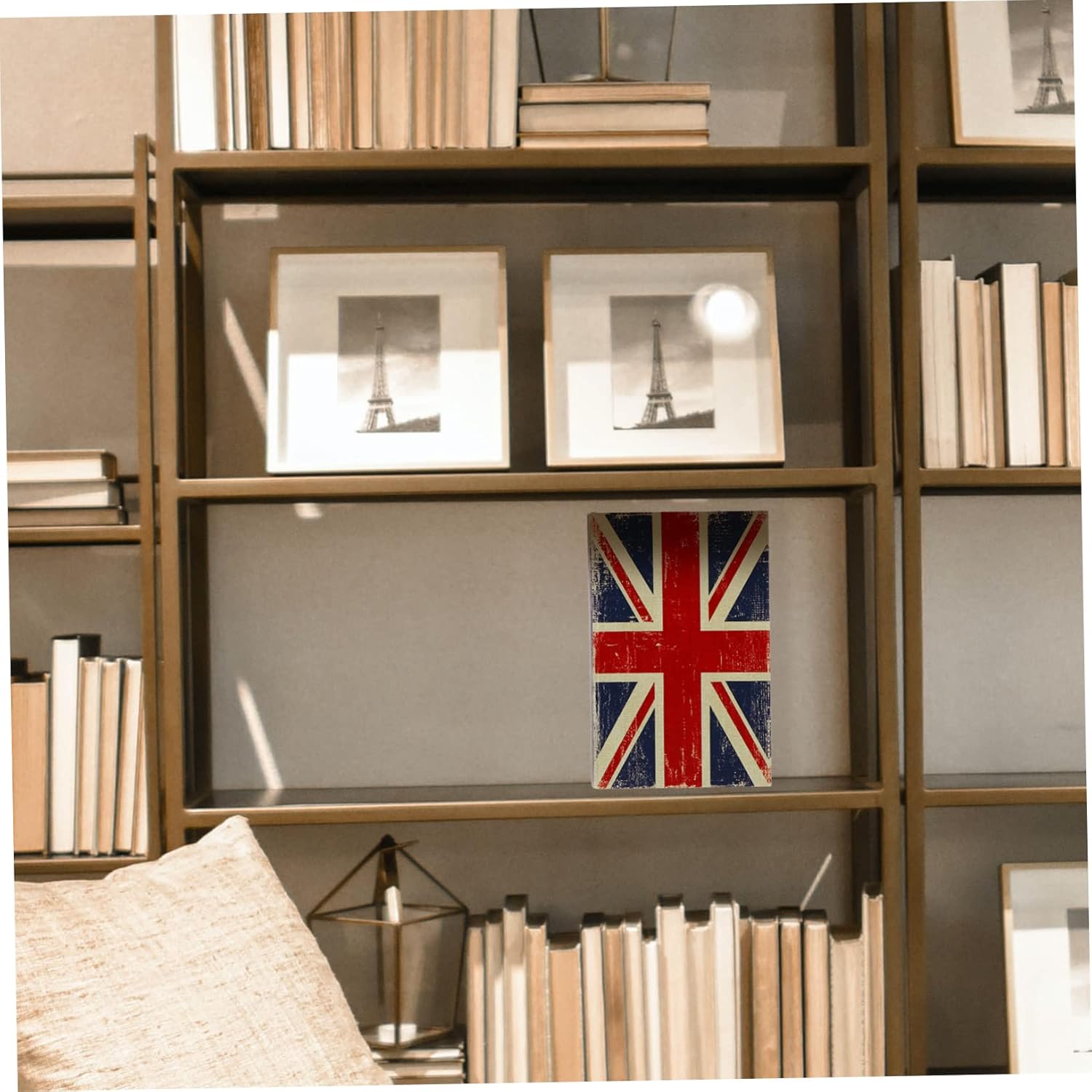 Zerodeko Librero Decoración Vintage Book Prop 1pc Vintage Decoración Libro Invisible Oficina Maquillaje Stand PU Cuero Estantería Prop Madera