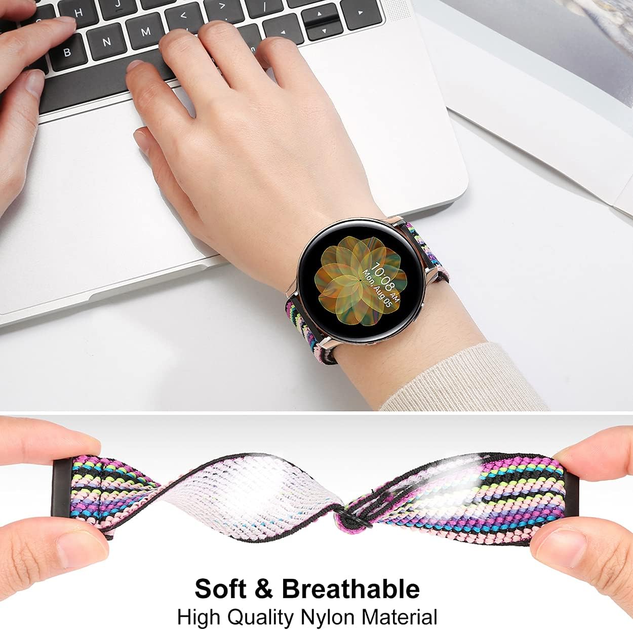 Olytop Bandas elásticas para Galaxy Watch 64 Classic Band 1.850 in 1.811 in 1.693 in 1.654 in5 Pro Band 1.772 in, Samsung Galaxy Watch 654 Bandas