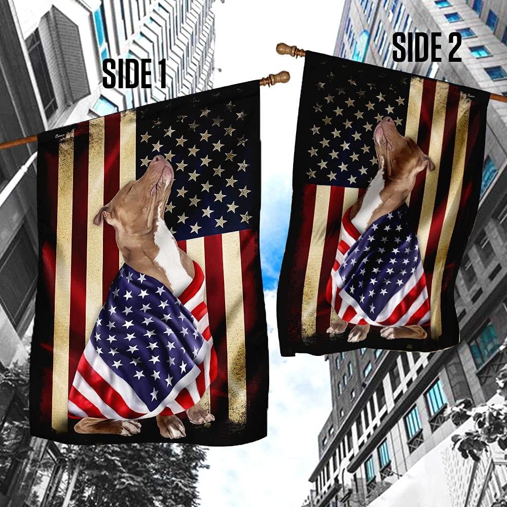 FLAGWIX Bandera estadounidense de Pitbull American Patriot (29.5 x 39.5 pulgadas), banderas de Estados Unidos de poliéster de alta calidad,