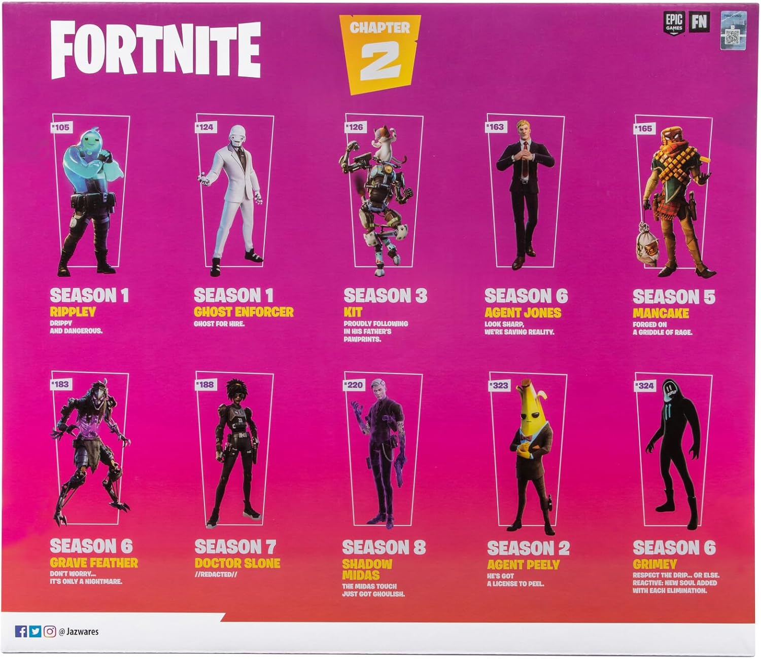 FORTNITE Capítulo 2 Battle Royale – Diez figuras articuladas de 4 pulgadas en embalaje dinámico con códigos para artículos virtuales de bonificación
