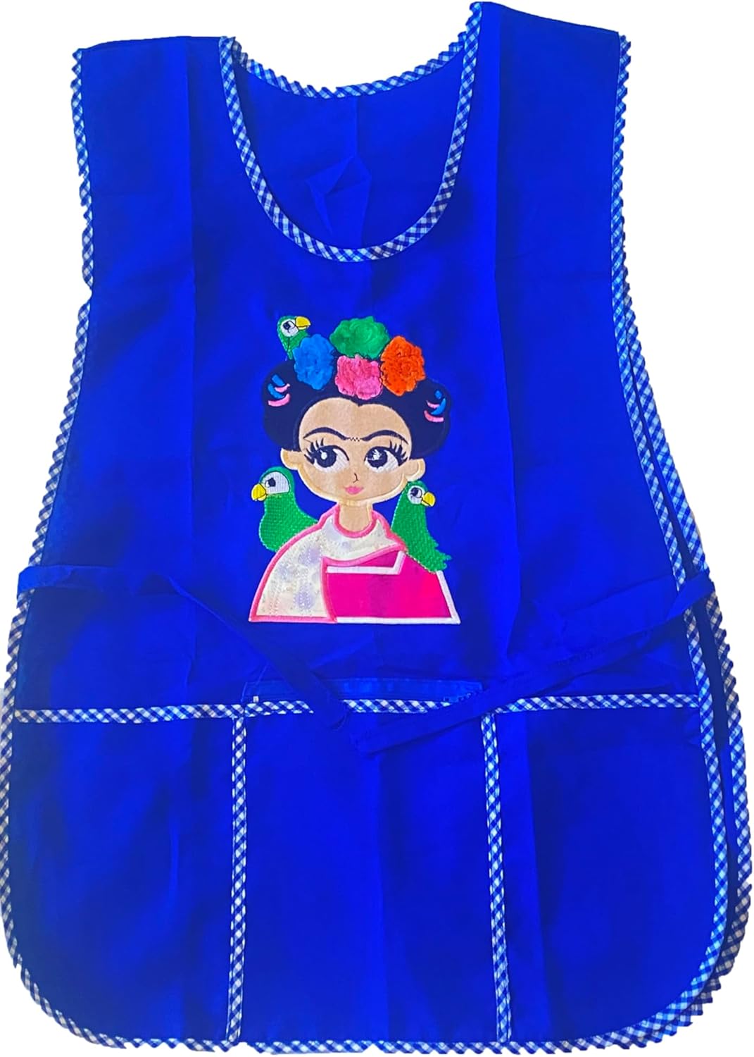 Frida Kahlo Delantal Artista Mexicano Algodón con Útiles Bolsillosdelantal mandil mexicanos. Delantal de dibujos animados Bordado.