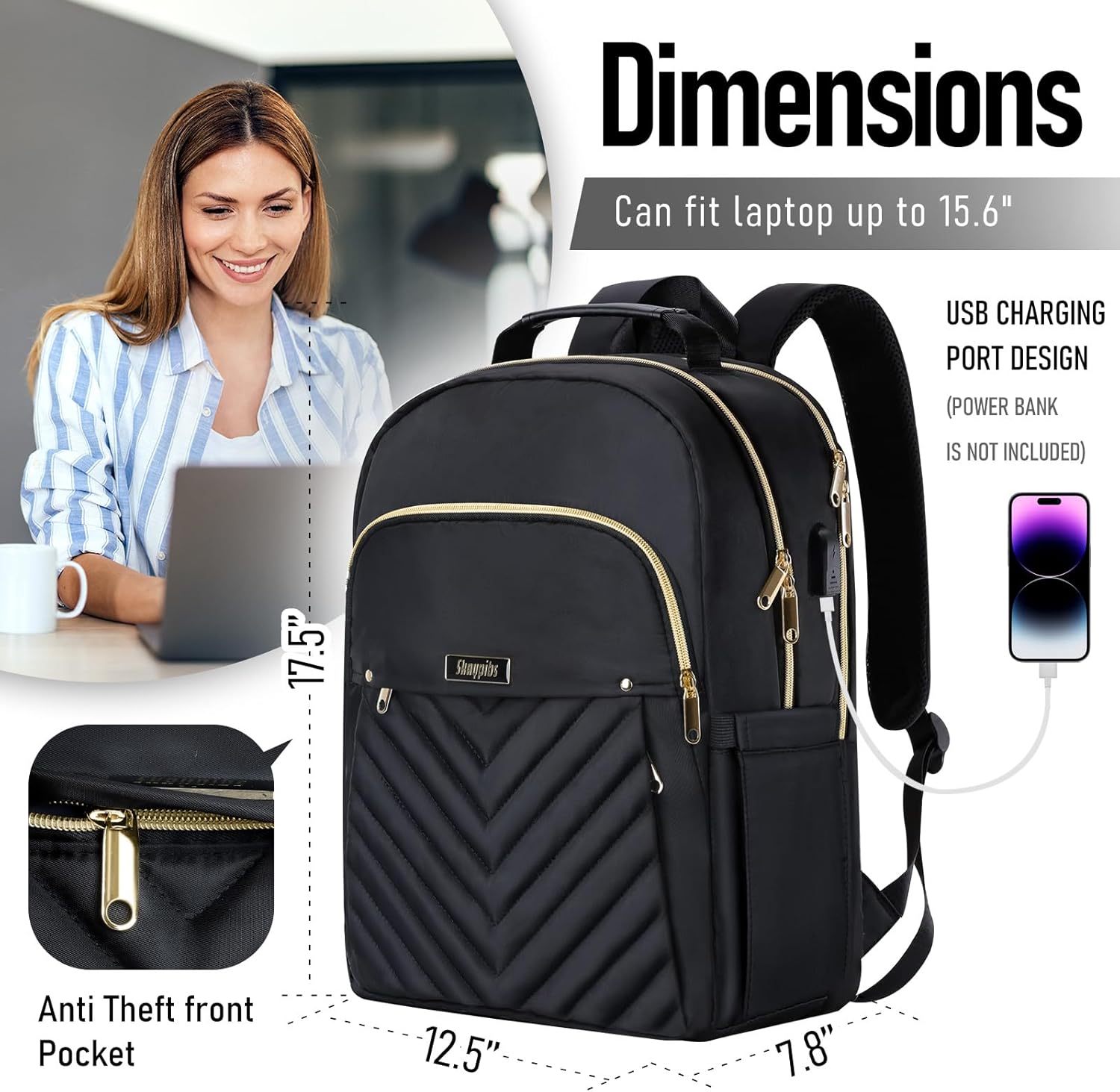Mochila negra para mujer, mochila escolar para niñas, mochila para libros, bolsa de libros para niños, mochilas escolares para escuela secundaria