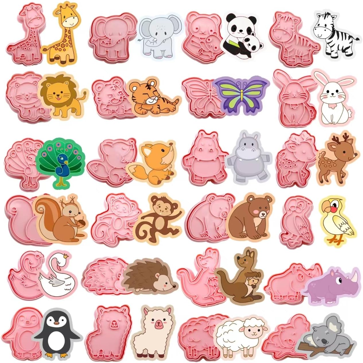 Cortadores de galletas de animales con sellos de émbolo con tema de animales salvajes Herramientas para hornear galletas en relieve moldes de