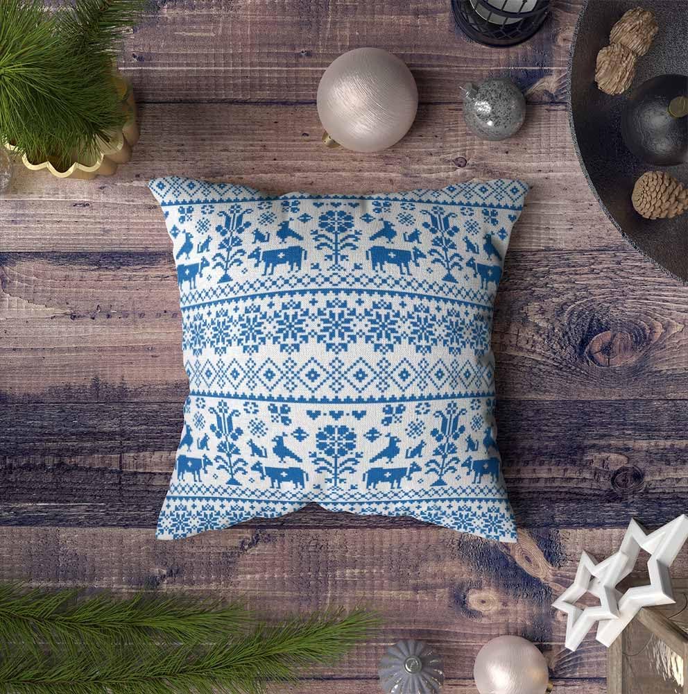 Juego de 2 fundas de almohada de 18 x 18 pulgadas, patrón azul marino y blanco, funda de almohada cuadrada para cojín de exterior, diseño
