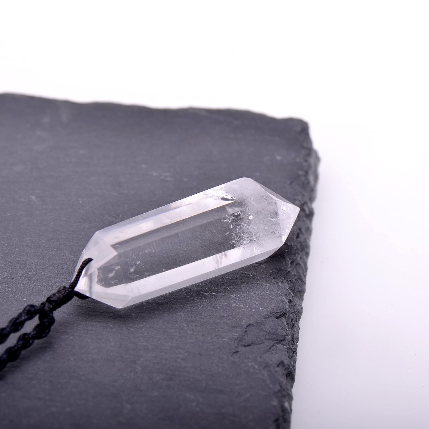 2 Inches Large Healing Crystal Necklace White Quartz Pendant with Adjustable Cord