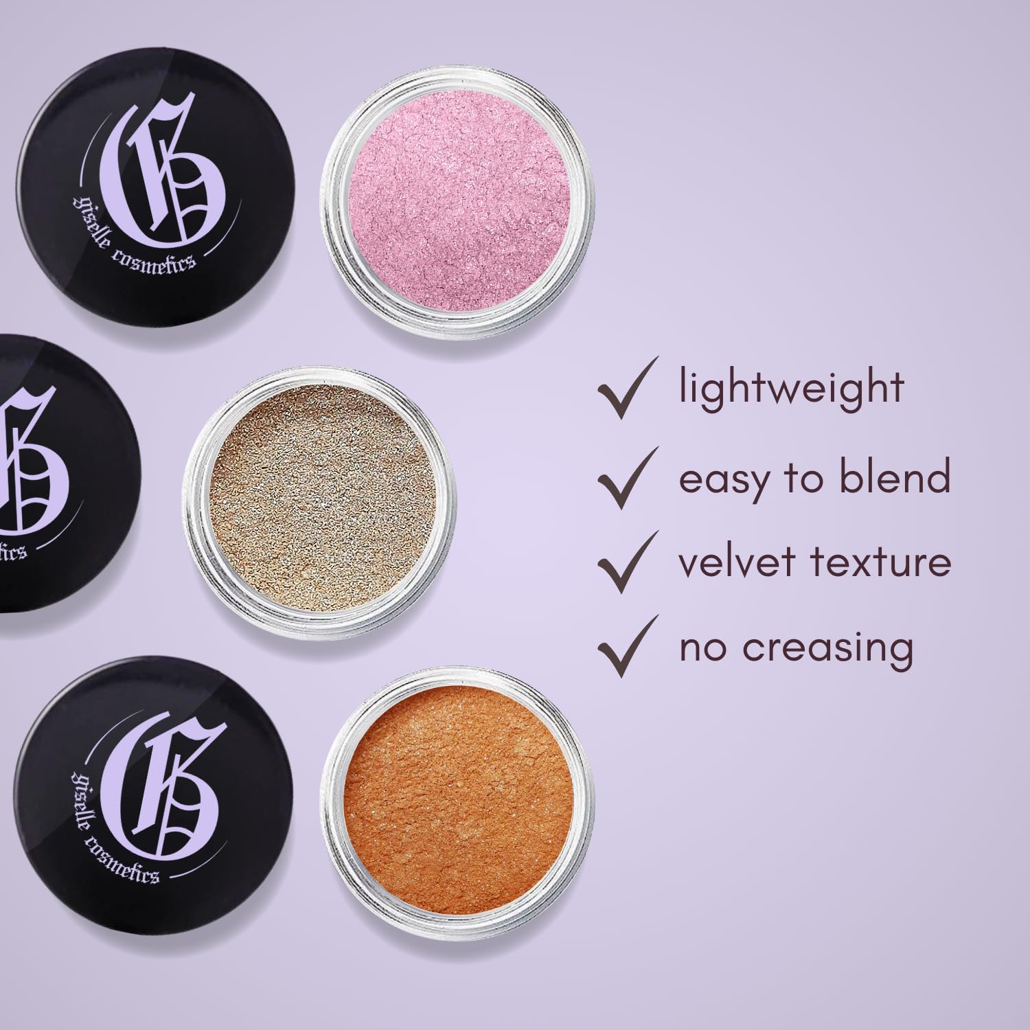 Giselle Cosmetics Carbón polvoriento paleta de sombra de ojos, sombra de ojos azul y rosa, polvo de maquillaje iluminador con purpurina y polvo