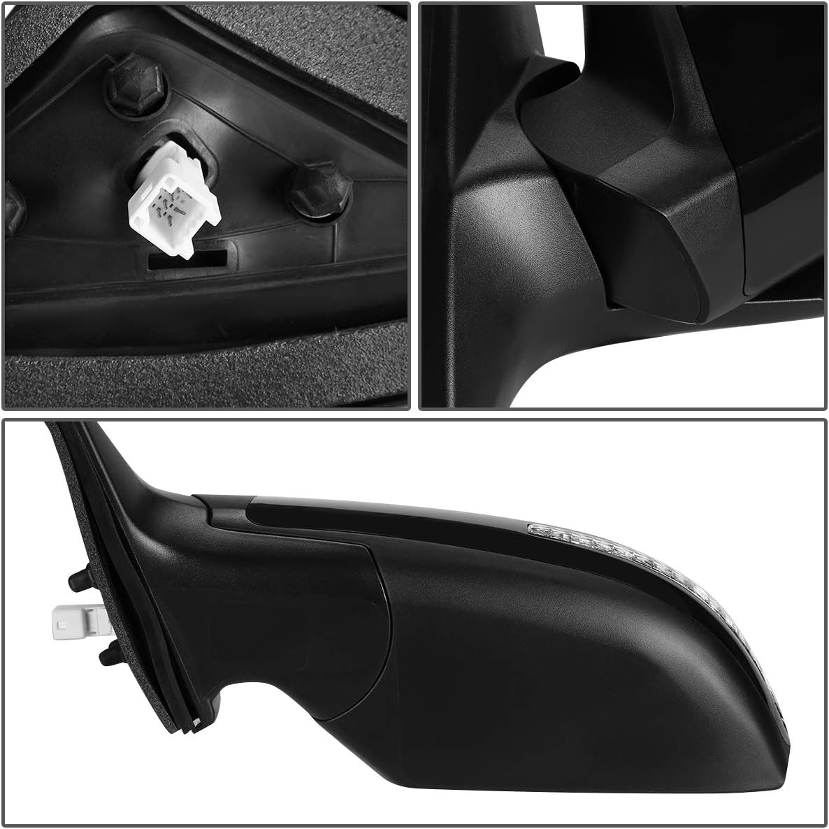 DNA MOTORING OEM-MR-NI1320164 Estilo de fábrica alimentado+calentado+señal de giro izquierda espejo de la puerta de vista lateral compatible con