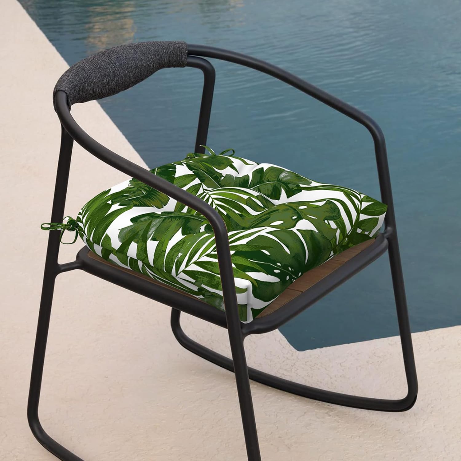 Cojines de mimbre para sillas de patio, para todo tipo de clima, para exteriores, paquete de 2, 19 x 19 x 5 pulgadas, cojines de asiento en forma de