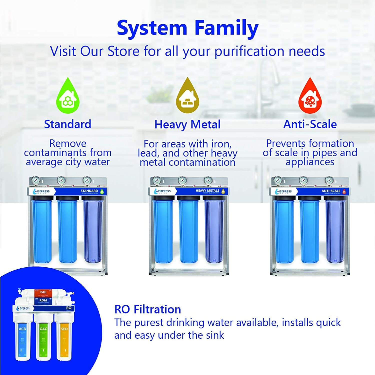 Express Water Filtro de agua para sedimentos para toda la casa, sistema de filtración de agua giratorio para el hogar, cartucho de filtro de