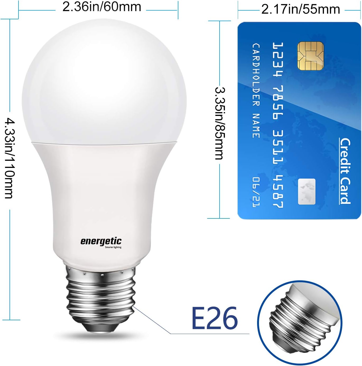 Energetic – Bombilla LED A19 equivalente a 75 W, blanco cálido, 3000 K, 1200 lúmenes, certificación UL, base estándar E26, bombilla LED no