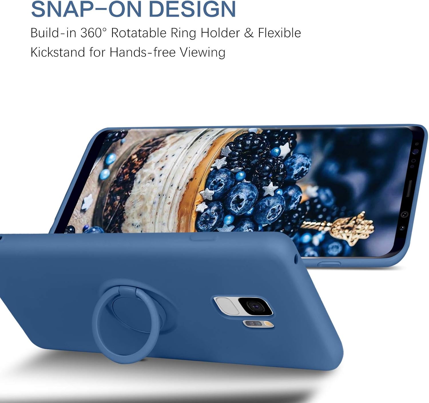 BENTOBEN Funda para Samsung Galaxy S9, silicona delgada, soporte de anillo de 360, soporte para automóvil, goma suave a prueba de golpes,