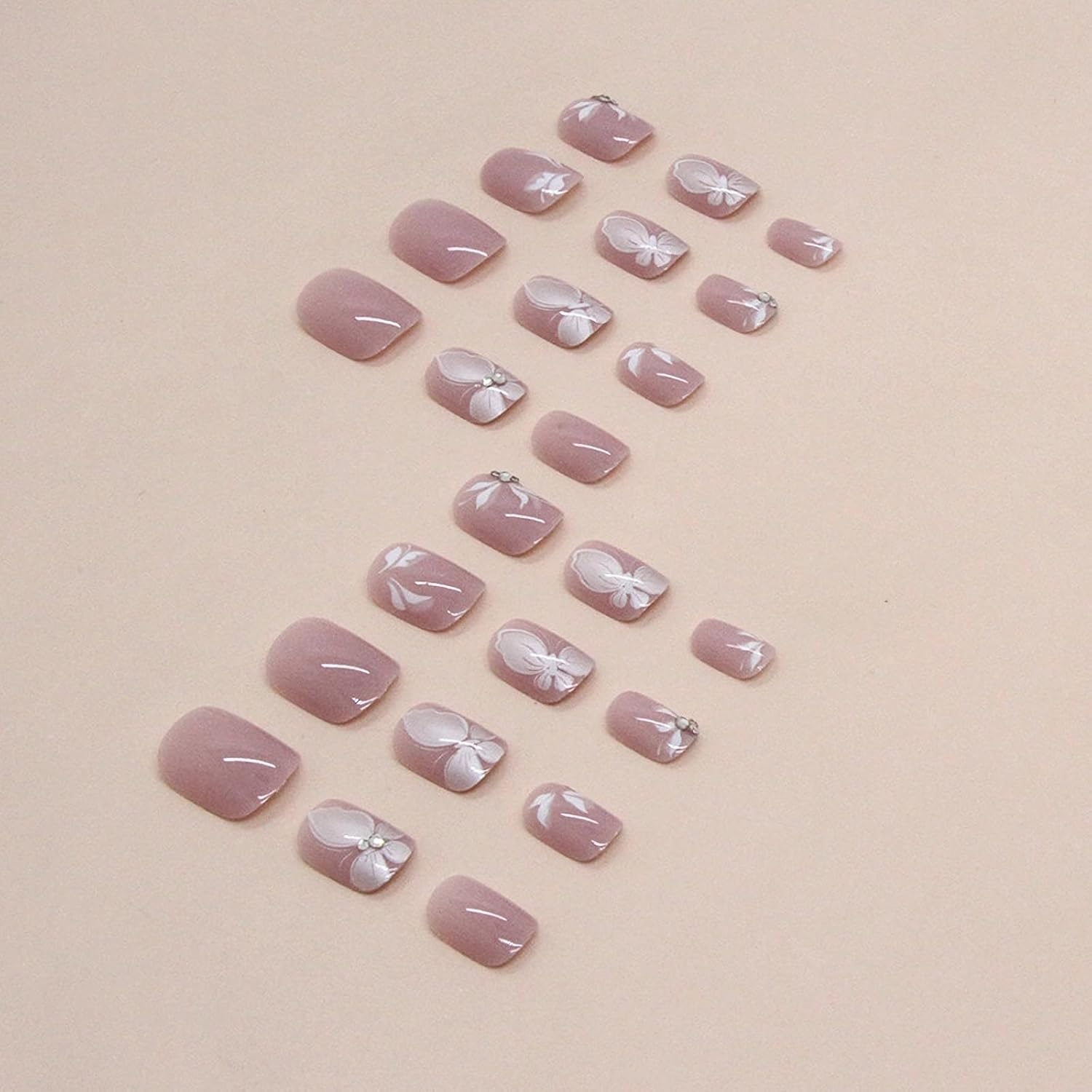 MISUD Uñas postizas cuadradas cortas a presión, uñas postizas cuadradas brillantes con pegamento en uñas cuadradas, uñas acrílicas cromadas, uñas