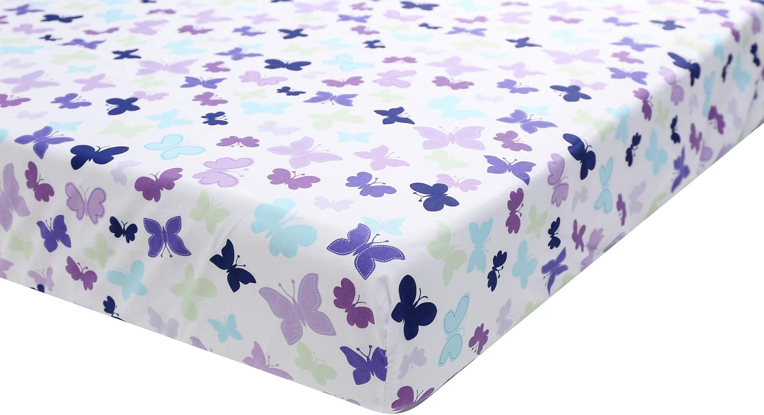 Bordado Púrpura Mariposa Nursery Cuna Hoja Bebé Mariposa Temática Sábana Ajustada Bebé Idea de Regalo
