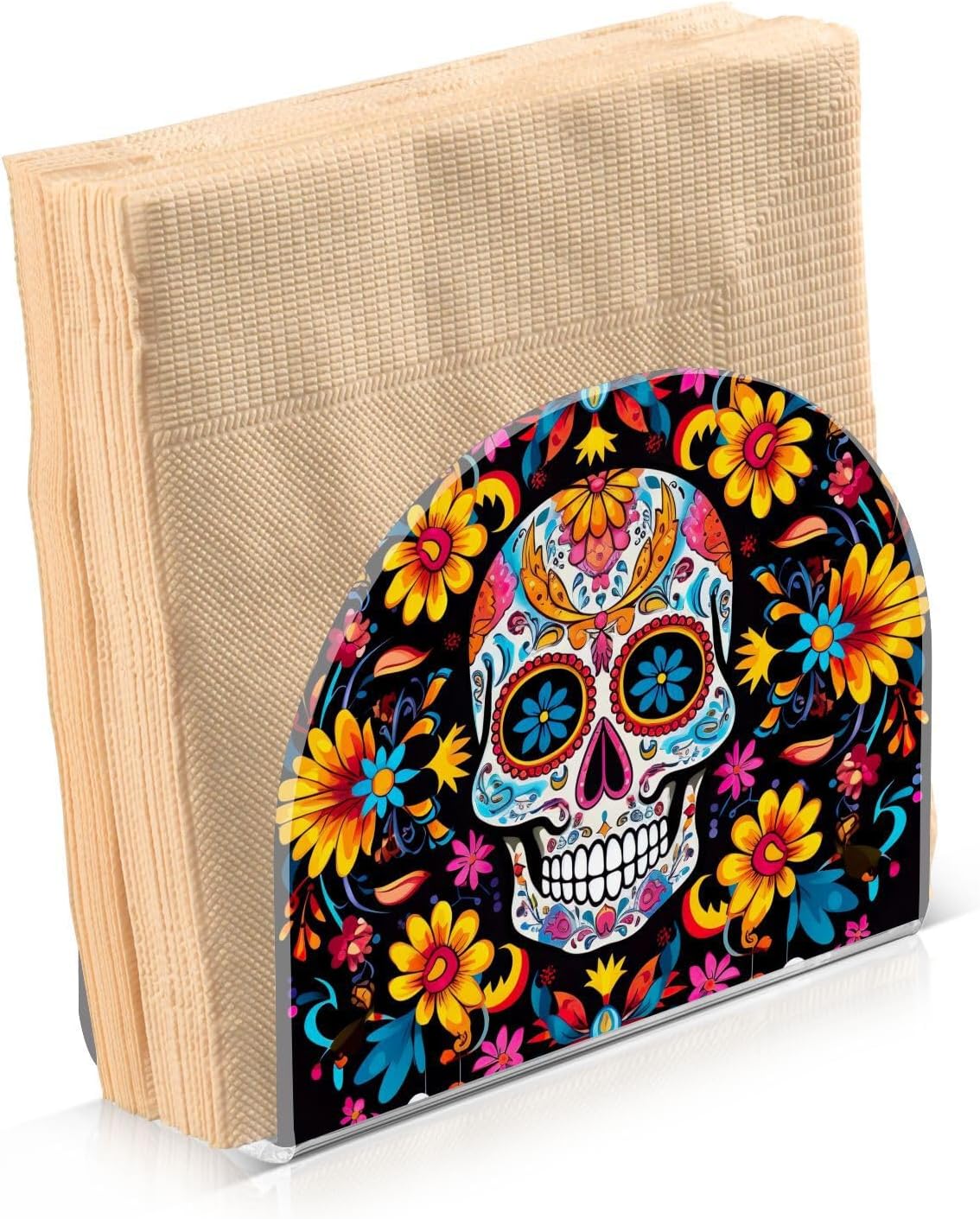 Servilletero de calavera de azúcar para mesa de Halloween, día muerto, dispensadores de servilletas de papel acrílico, servilleteros de cóctel para