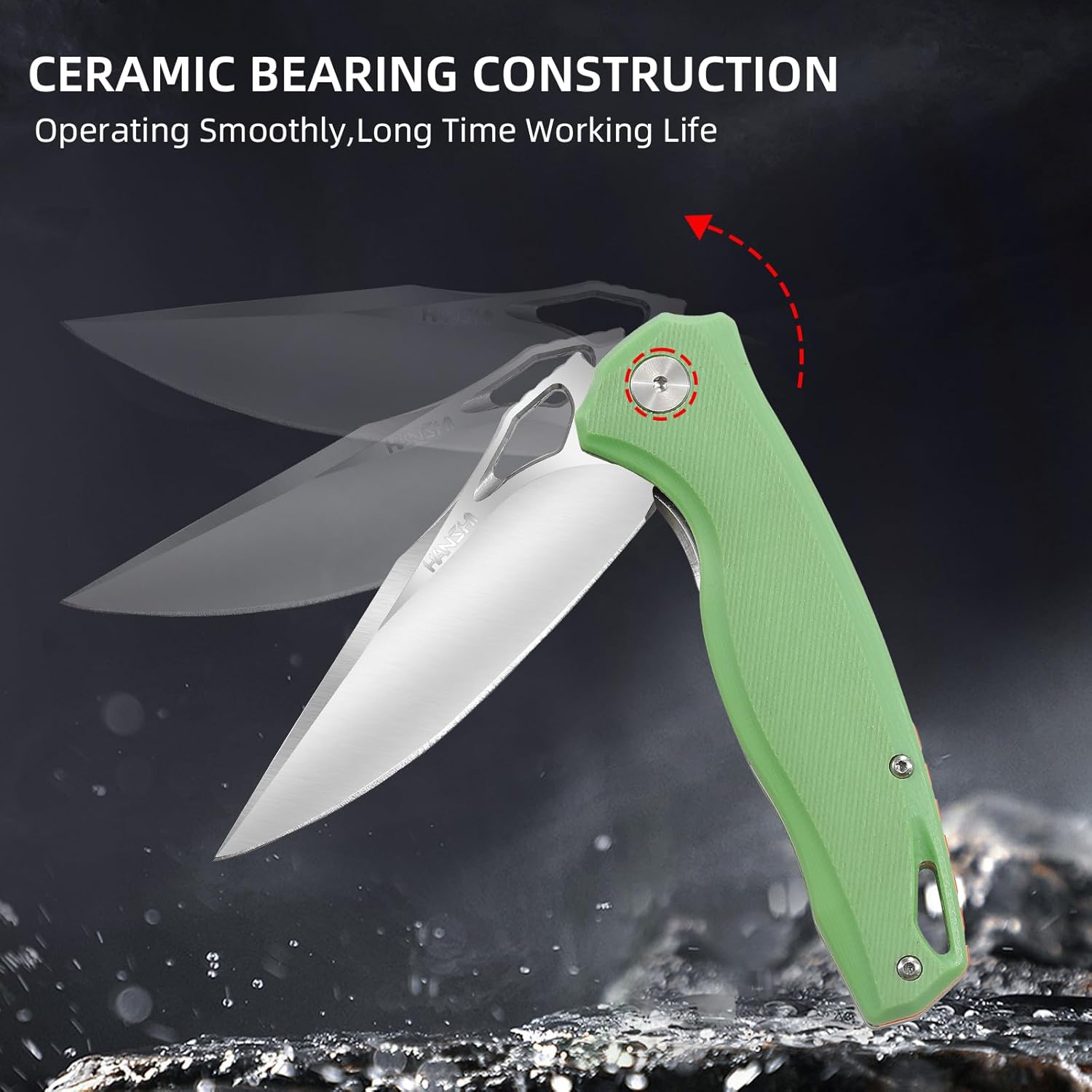 HANSHI Cuchillo de bolsillo plegable y afilado de hoja de acero D2 G10 de alta calidad con clip para hombres, cuchillo táctico de afeitar para
