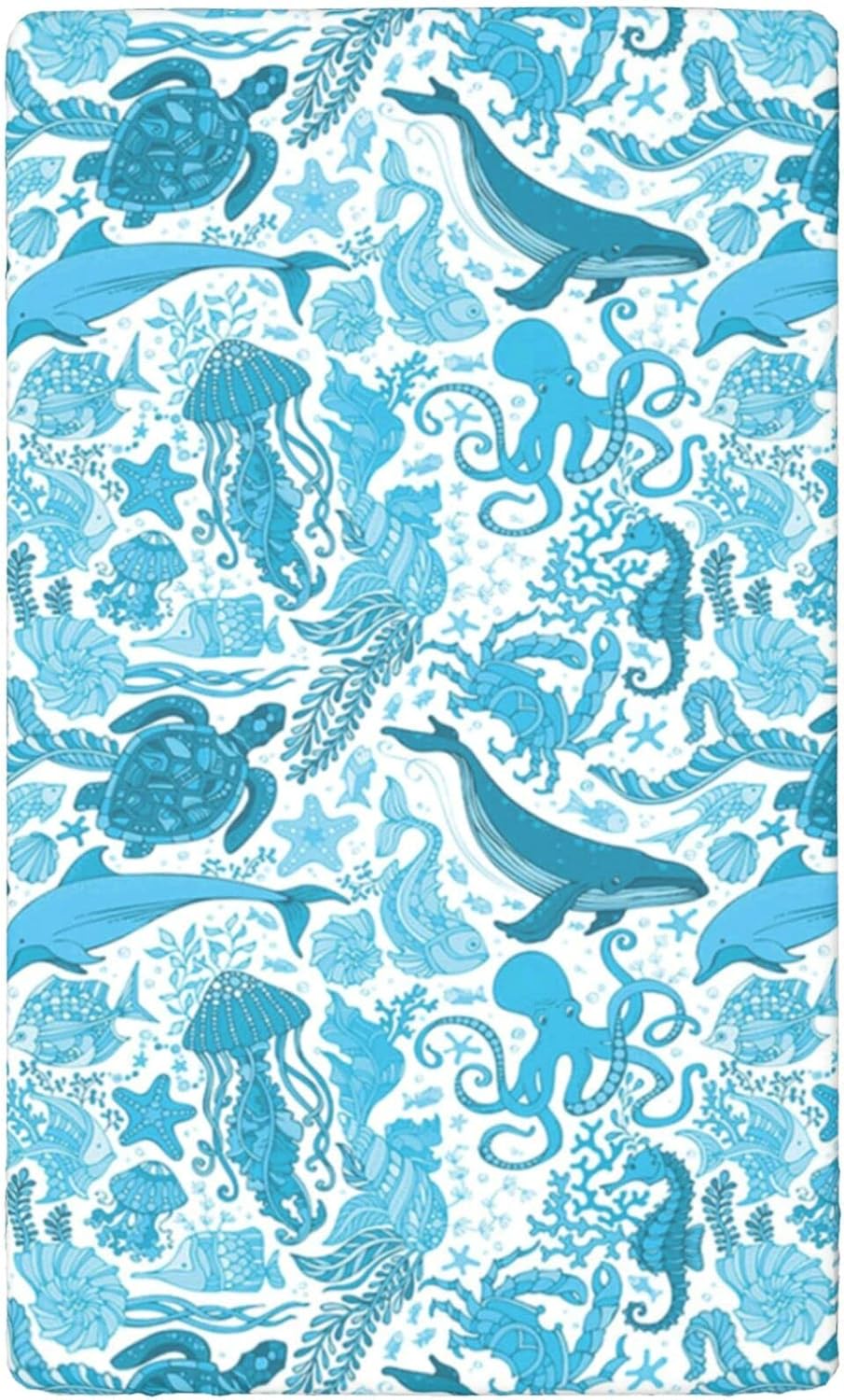 Sábana bajera ajustable para cuna con temática de ballenas, sábana bajera estándar para cuna, material ultra suave, sábana de colchón para cuna o