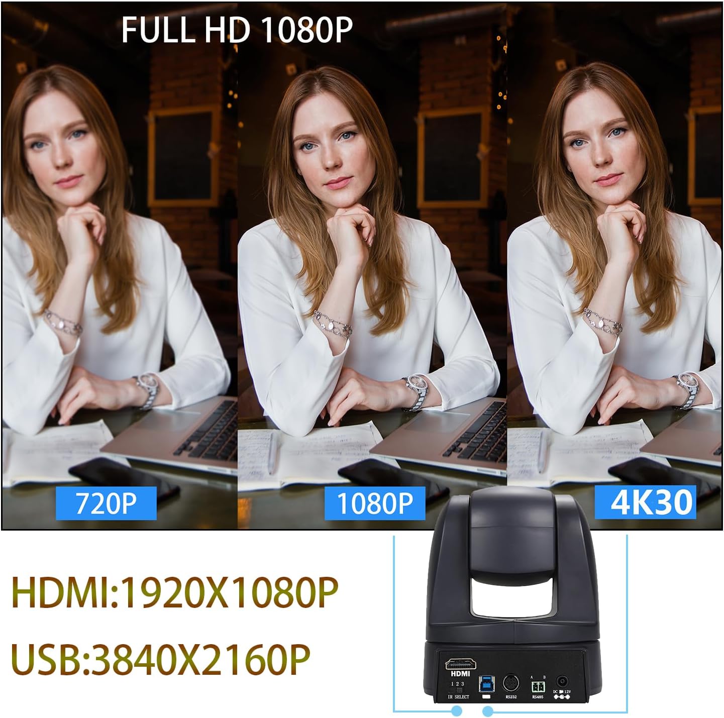 HDMI PTZ Camera 10x Optical Zoom Video Conference Webcam for Meeting Live Streaming and Church Skype,Teams Video Calls Works with