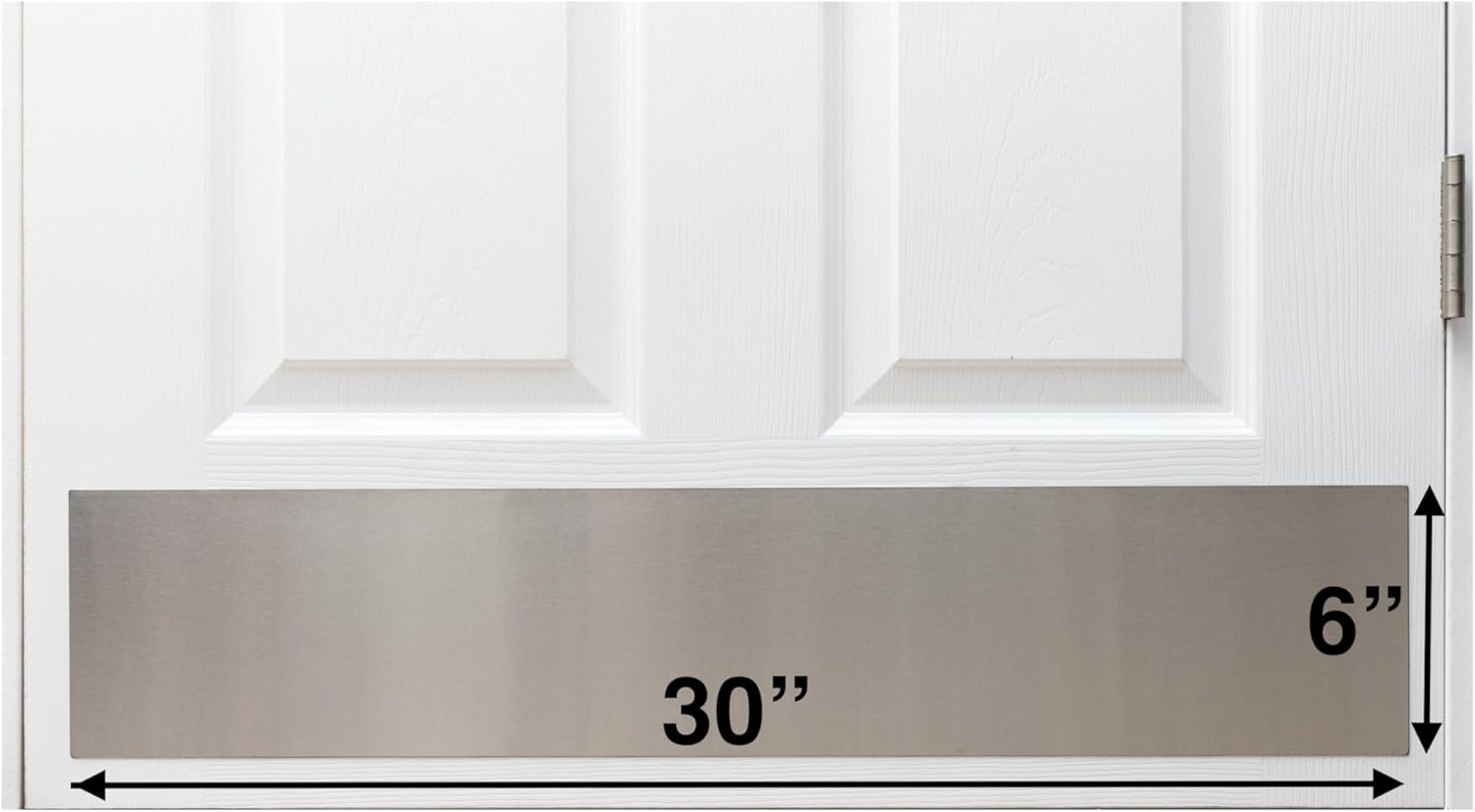 Placa de protección de trapeador de puerta de acero inoxidable, tamaño de 6 x 30 pulgadas, sin agujeros, para puertas de 31 pulgadas +