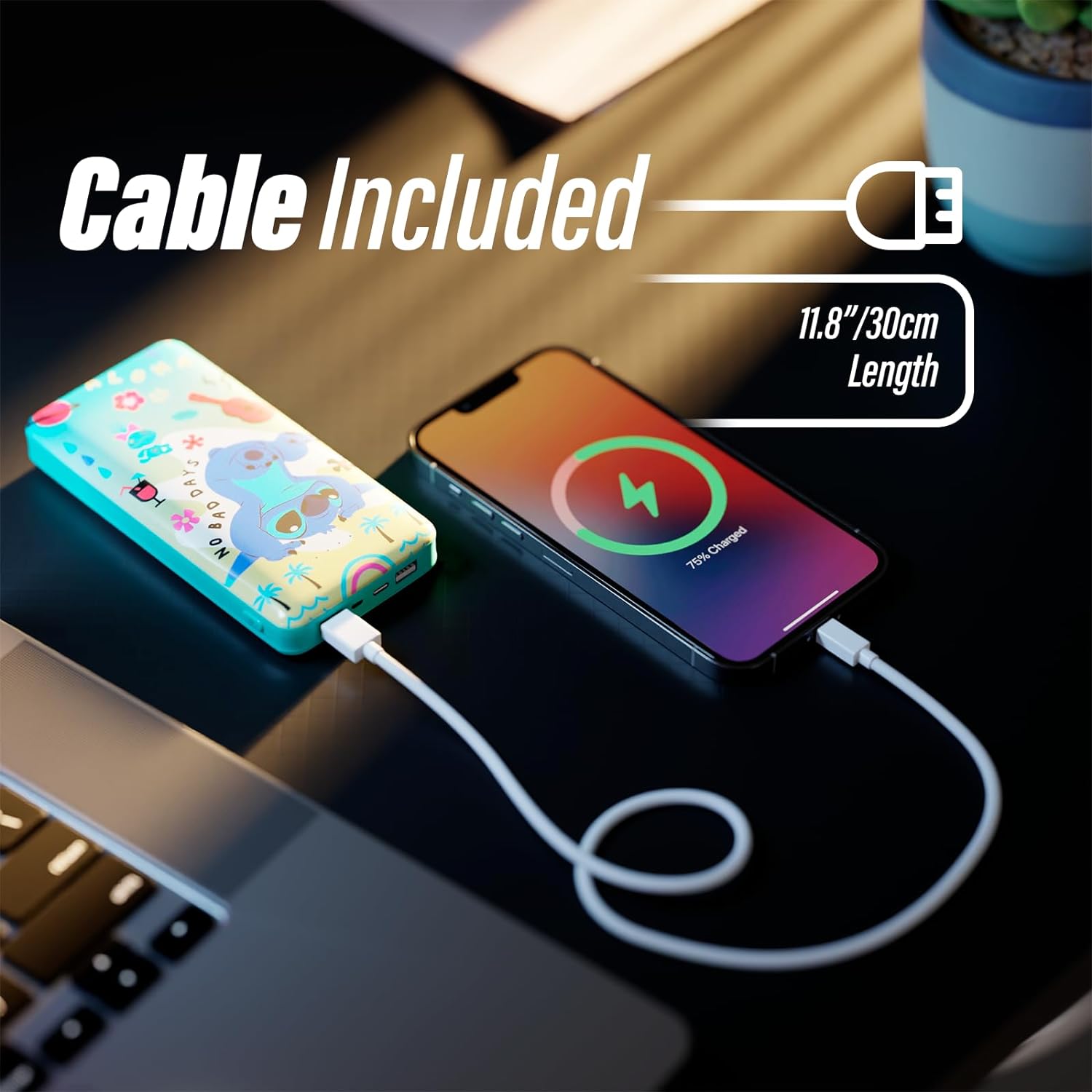 Disney Lilo and Stitch – Cargador de batería portátil de 10,000 mAh, compatible universalmente, con puerto de carga USB, regalos para mujeres,