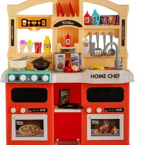 HONEY JOY Juego de cocina para niños, cocina grande de plástico con luces y sonidos realistas, música, función de agua corriente y vapor, 69 HONEY JOY Juego de cocina para niños, cocina grande de plástico con luces y sonidos realistas, música, función de agua corriente y vapor, 69