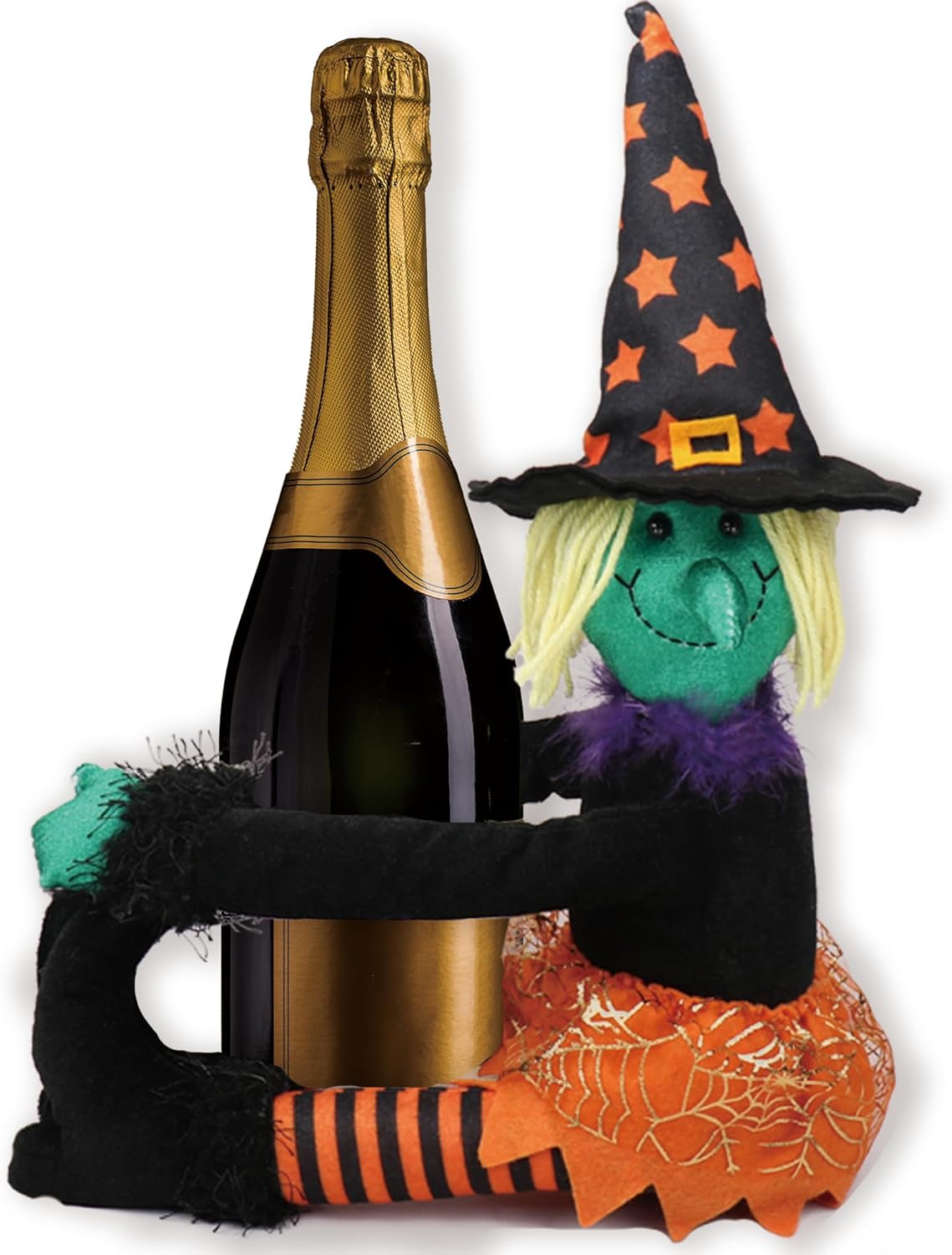 Decoración para árbol de bruja de Halloween, adornos colgantes para árbol de Halloween, corbata de cortina de Halloween y botella de vino con