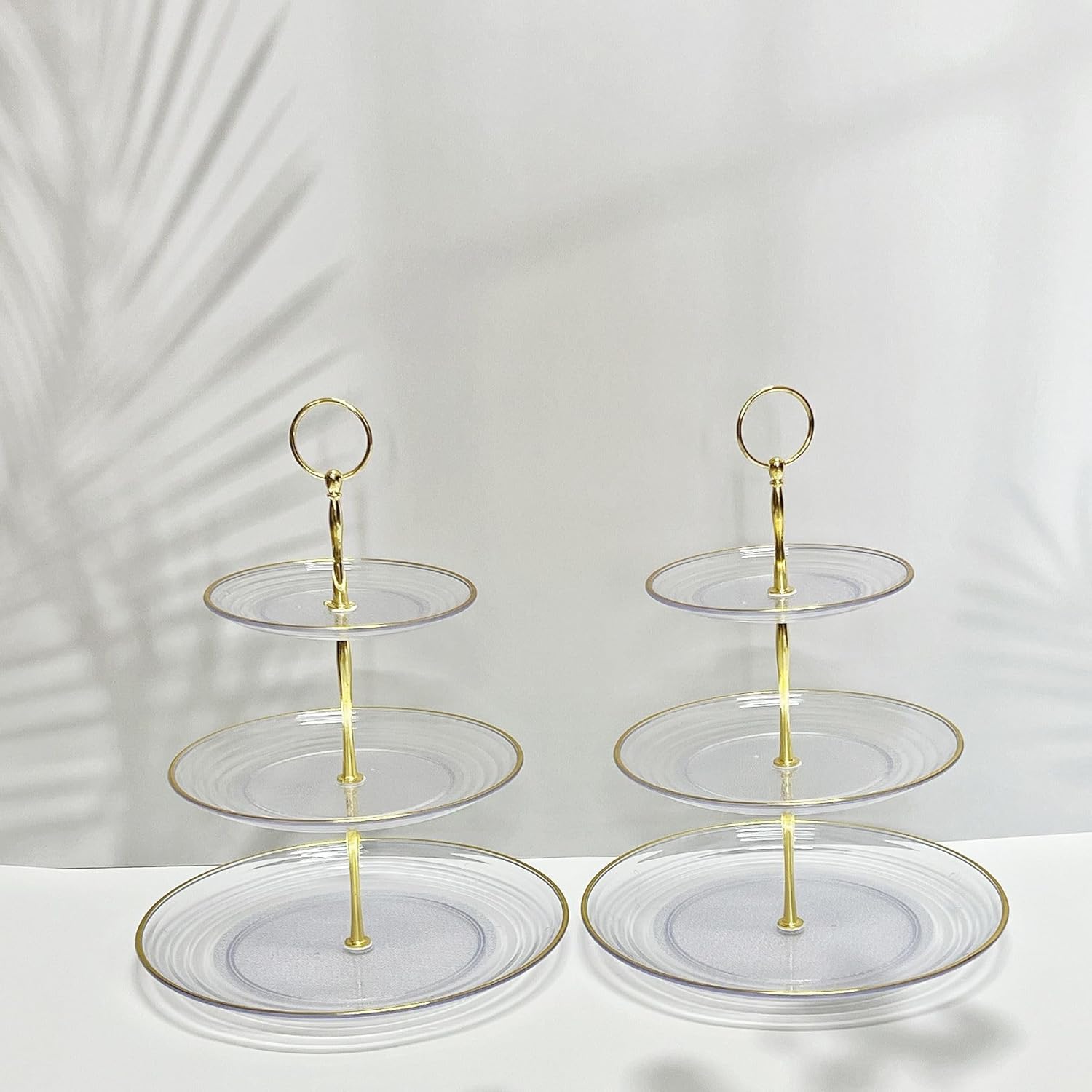 RAUVOLFIA Soporte para cupcakes de 3 niveles, soporte escalonado para tartas, soporte de postres de plástico transparente, bandeja para servir