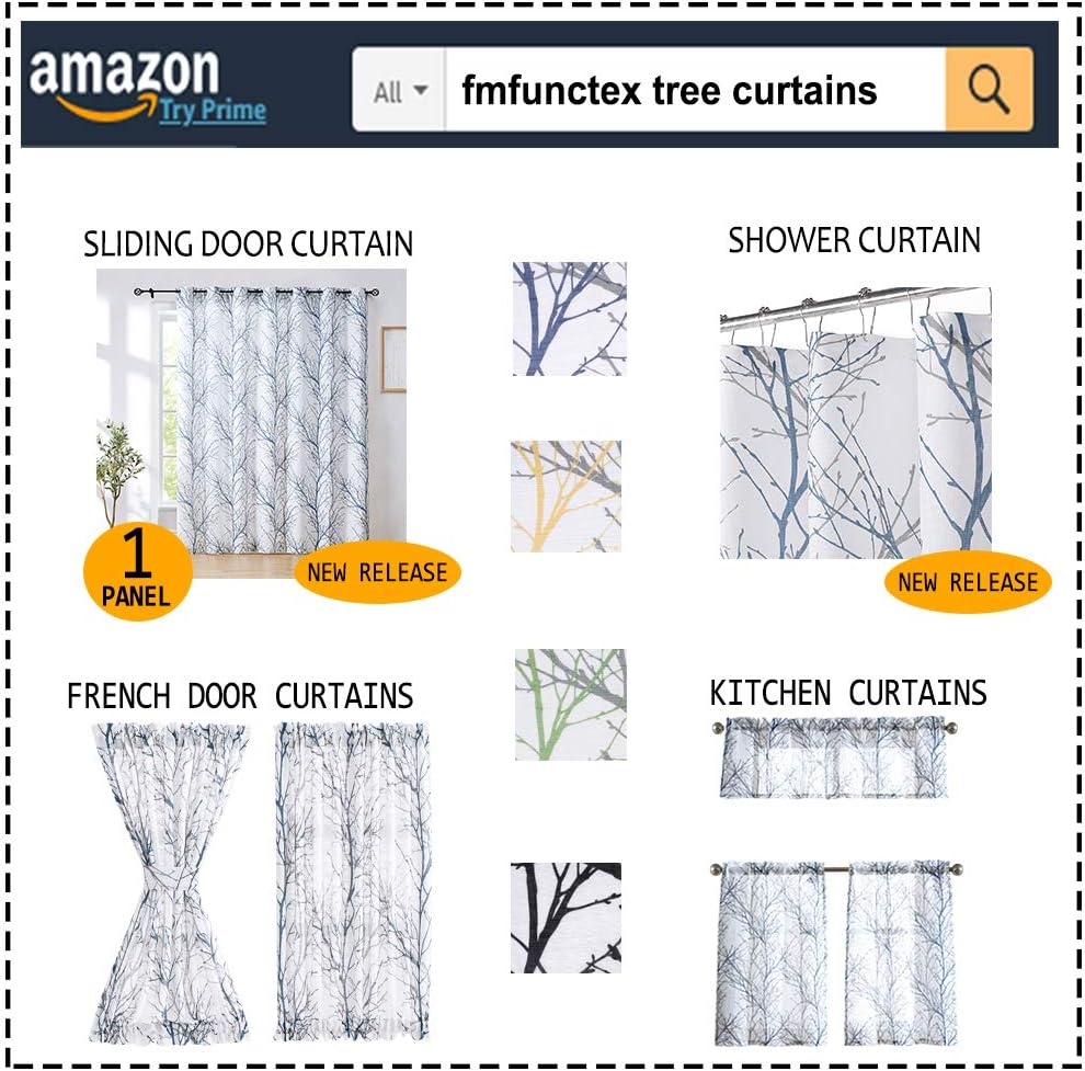 Fmfunctex – Cortinas semitransparentes con estampado de árbol