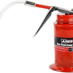 ARES 55008 – Lata de aceite con agarre de pistola roja de 6 onzas, incluye manguera flexible trenzada de acero, bomba de alta presión ARES 55008 – Lata de aceite con agarre de pistola roja de 6 onzas, incluye manguera flexible trenzada de acero, bomba de alta presión