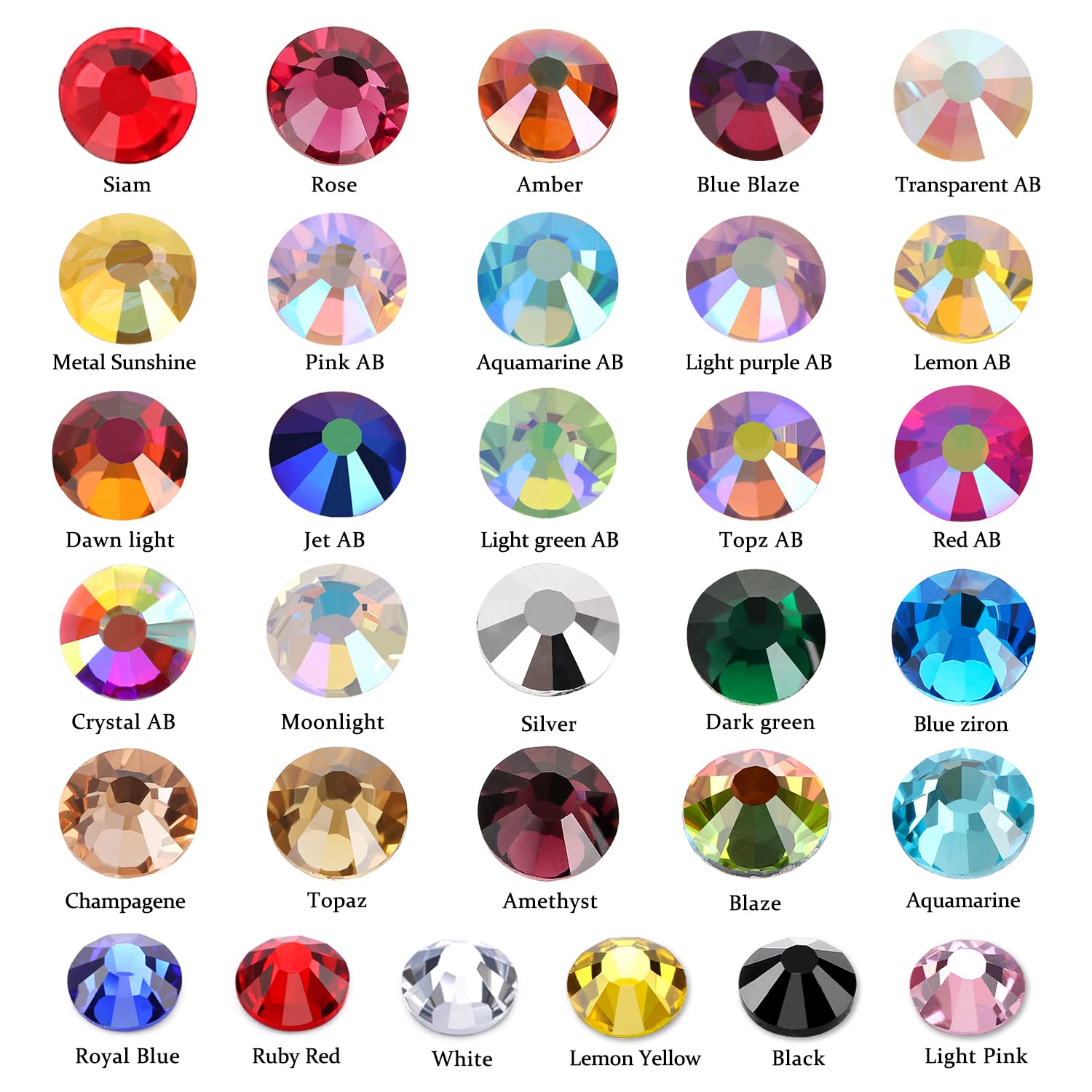 1440 diamantes de imitación de cristal rojo rubí, piedras preciosas de diamantes de imitación con parte trasera plana de vidrio para uñas, cara,