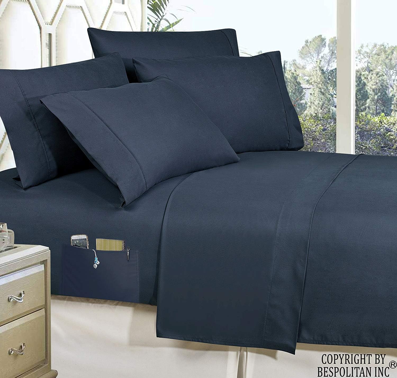 Set de sábanas cama en bolsa de 8 piezas, el mejor lujo, más suave, más acogedor. Comodidad con elegancia, edredón suave, sedoso, sin arrugas el set