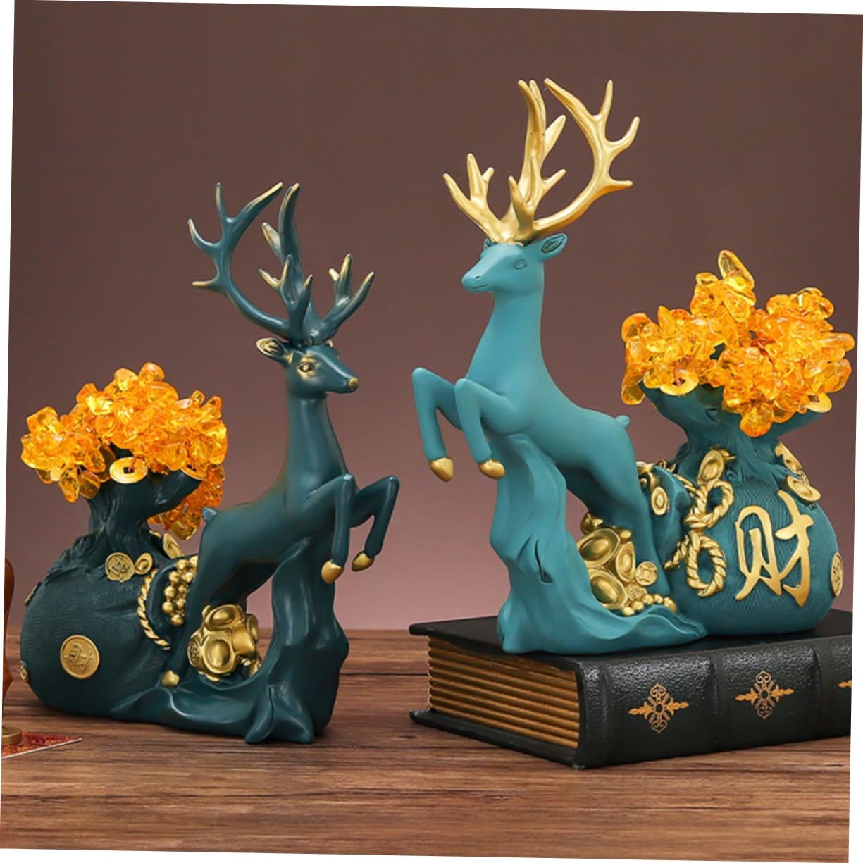 NOLITOY Encantadora estatua de alce 1 unidad, adornos de árbol de la riqueza, árbol de la vida, árbol de la vida, decoración del hogar, accesorios