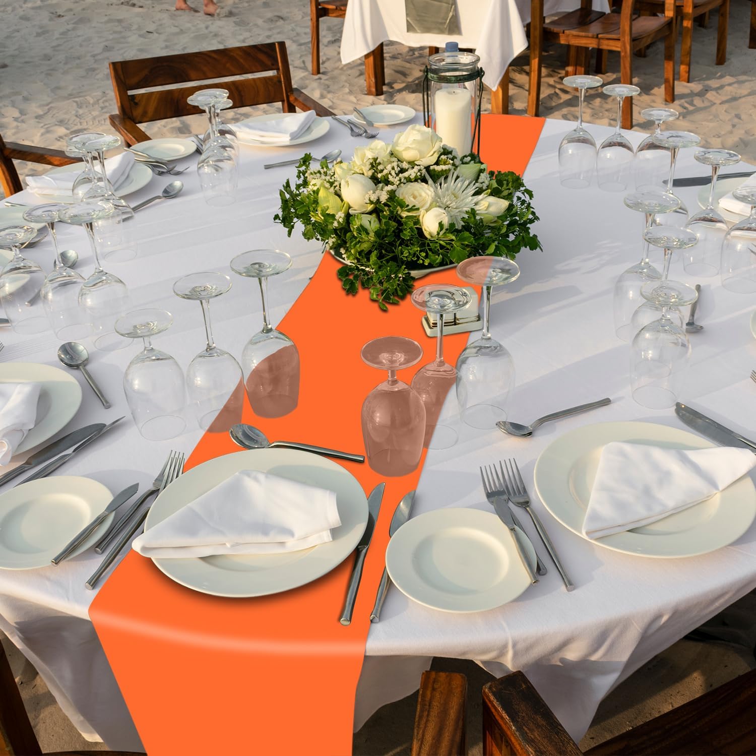 Camino de mesa de plástico desechable de alta calidad de 14 x 108 pulgadas, para boda, cena, cumpleaños, banquete, Halloween, decoración de fiesta
