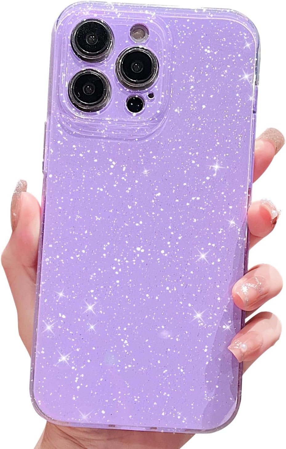 Funda compatible con iPhone 15 Pro con purpurina neón, bonita funda delgada y brillante de TPU a prueba de golpes para mujeres y niñas para 15 Pro