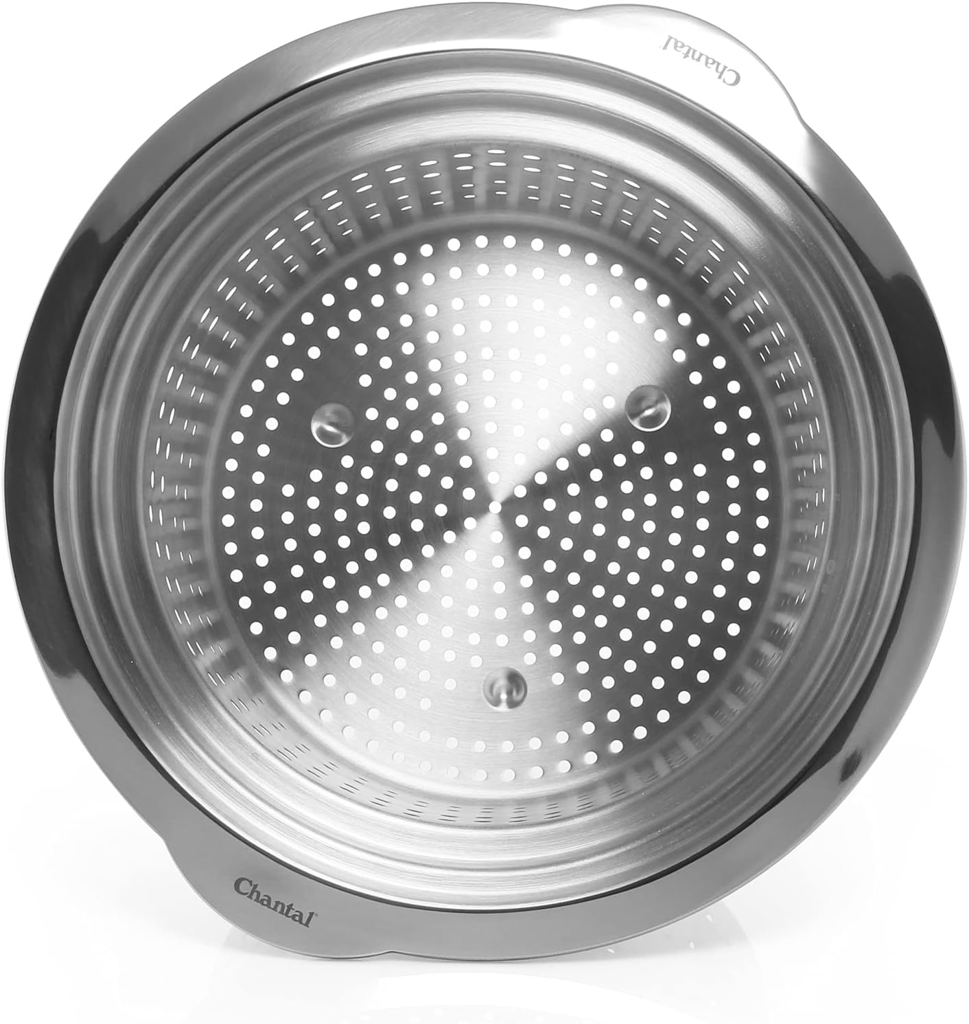 Chantal 3. Olla revestida de tres capas de 7 cuartos con inserto de vapor de pasta, acero inoxidable pulido, tapa de vidrio templado (SLT32-240SP)