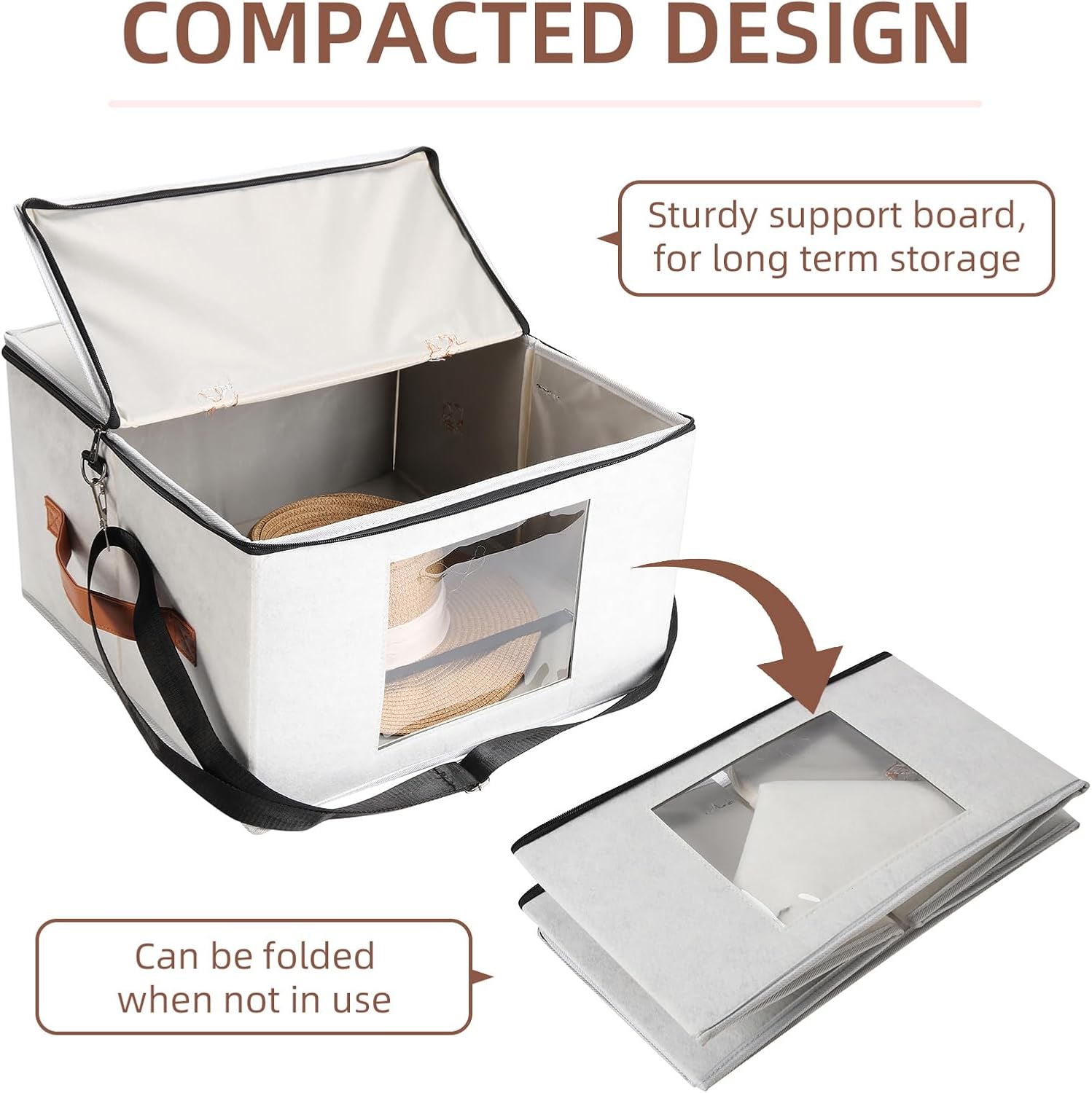 Caja de almacenamiento para sombreros, cajas de viaje para mujeres, caja plegable para sombreros con tapas, organizador de sombreros de vaquero