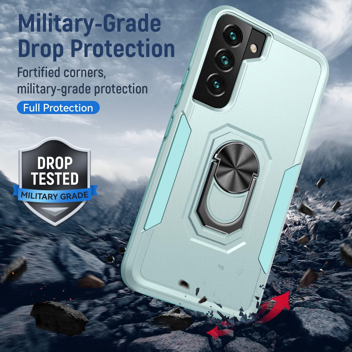 Fucozan Funda para Samsung Galaxy S22 Plus Galaxy S22+ con armadura atril anillo magnético resistente de grado militar a prueba de golpes para
