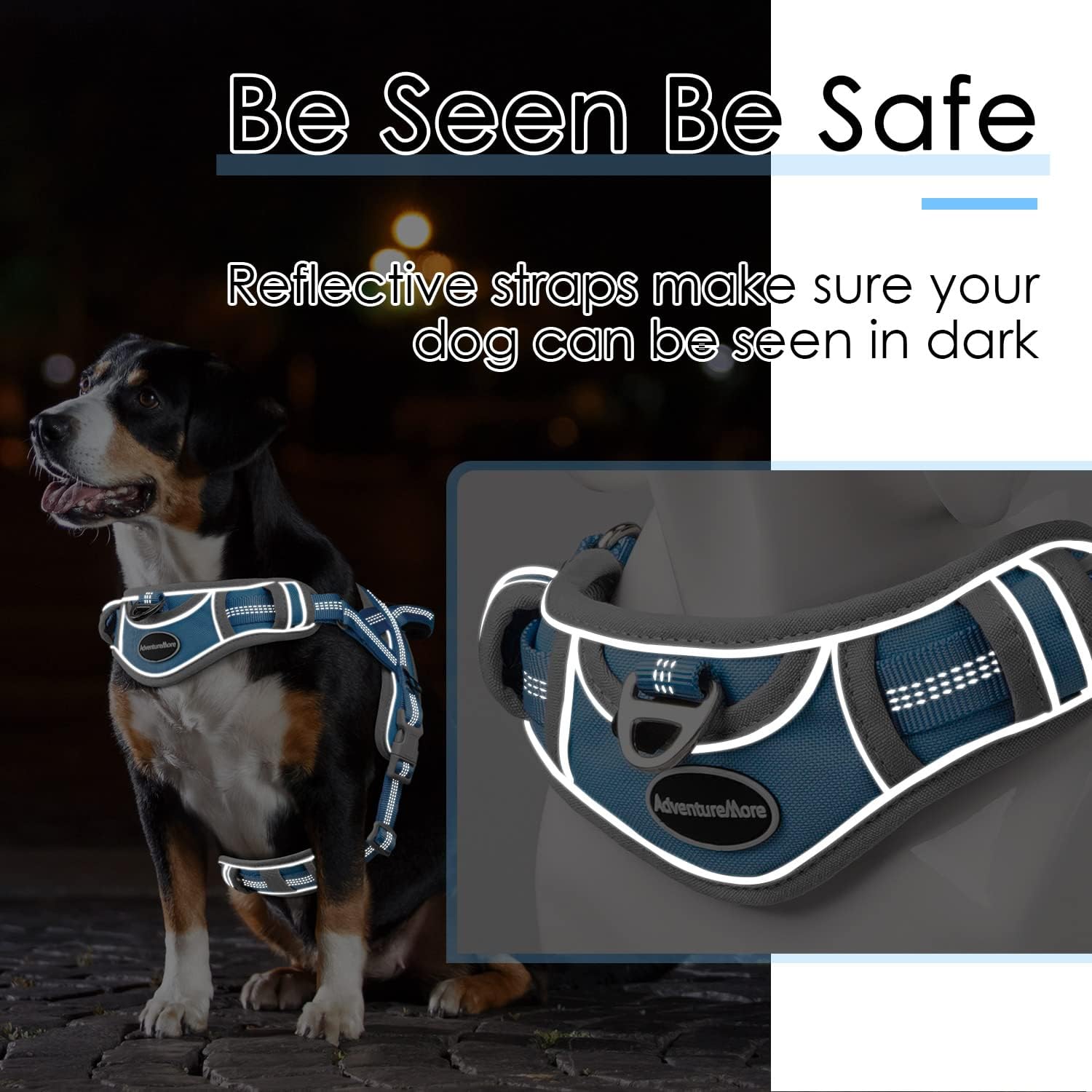 ADVENTUREMORE Arnés para perros pequeños, sin tirones, arnés ajustable reflectante para perro, chaleco para perro, a prueba de escapes, con mango