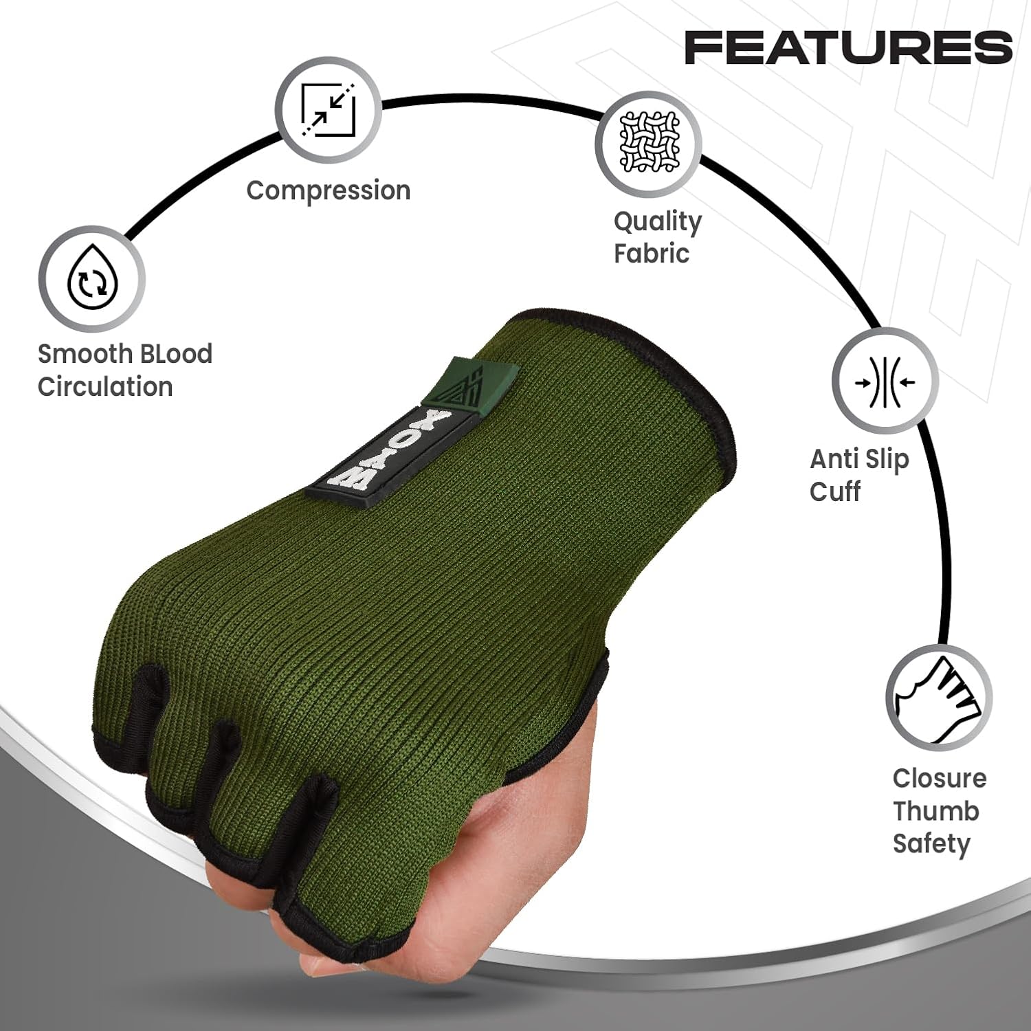 WYOX Vendas de mano de boxeo, guantes de MMA para hombres y mujeres, guantes de boxeo, envolturas de boxeo, kickboxing, compresión