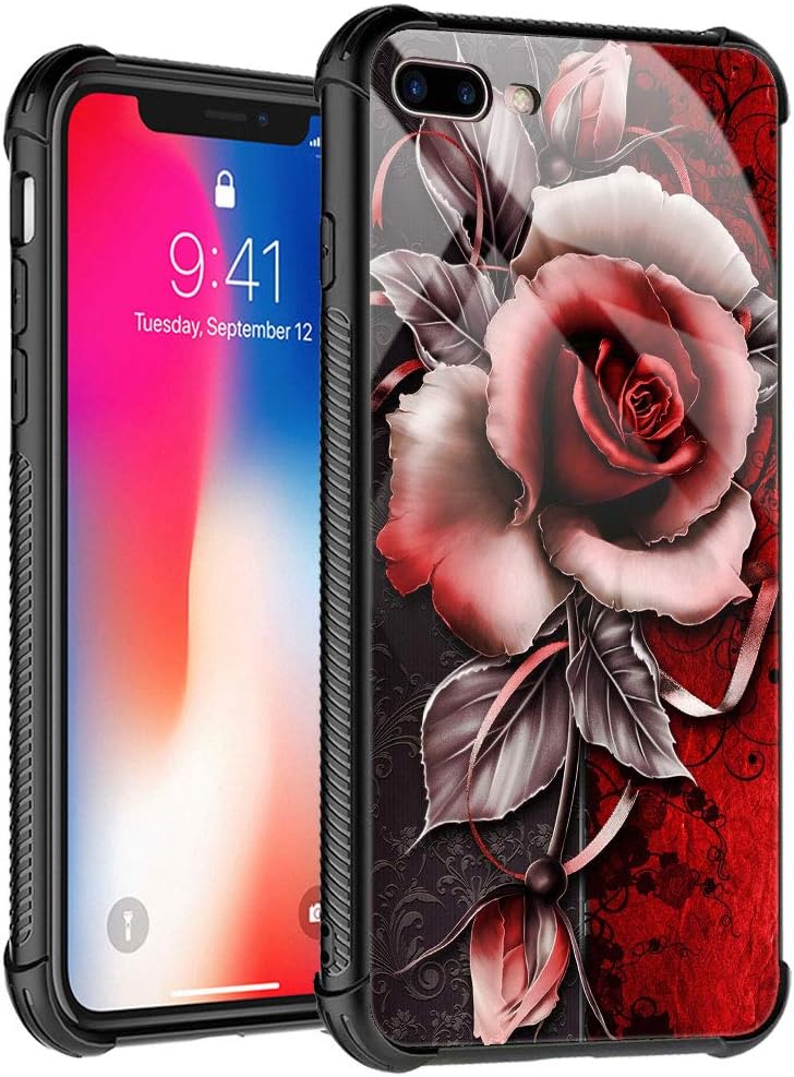 TnXee Funda compatible con iPhone 8, funda de rosa fantasía para iPhone SE 2020, funda para niñas y mujeres, diseño de patrón para iPhone 78SE2,