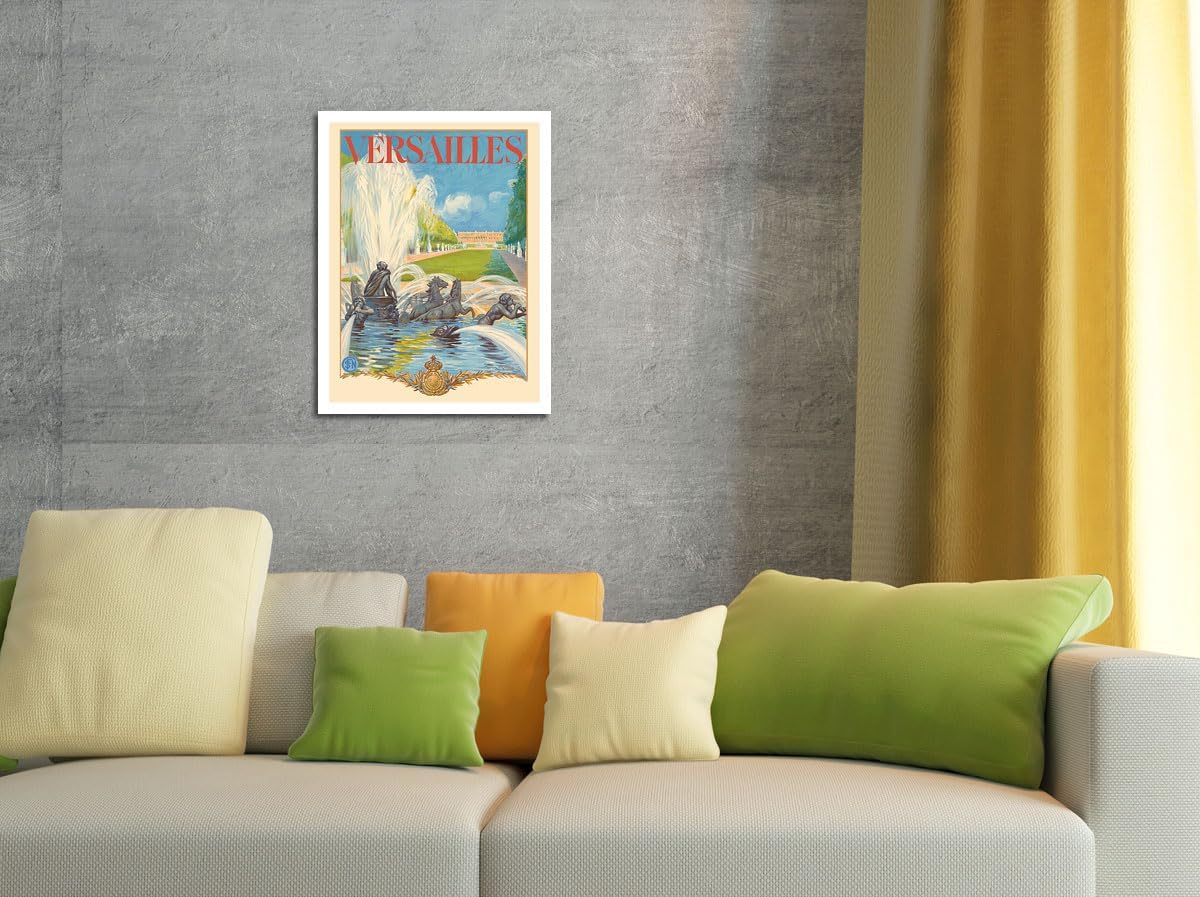 Póster de Versalles Francia  Fuente Apolo  SNCF (Ferrocarril Nacional Francés)  Vintage Railroad Travel por Maurice Milliere c.1930s  Impresión