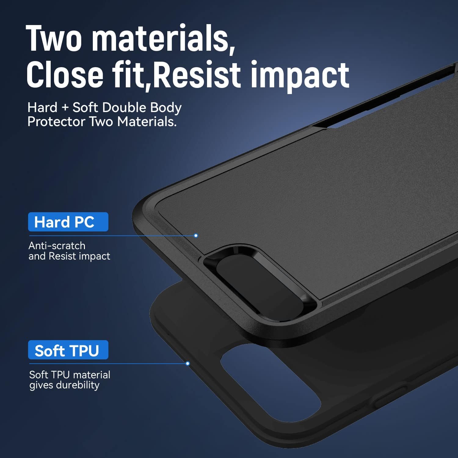 Funda para iPhone 8 Plus, iPhone 7 Plus, con protector de pantalla HD, probada contra caídas de grado militar, funda protectora resistente a prueba